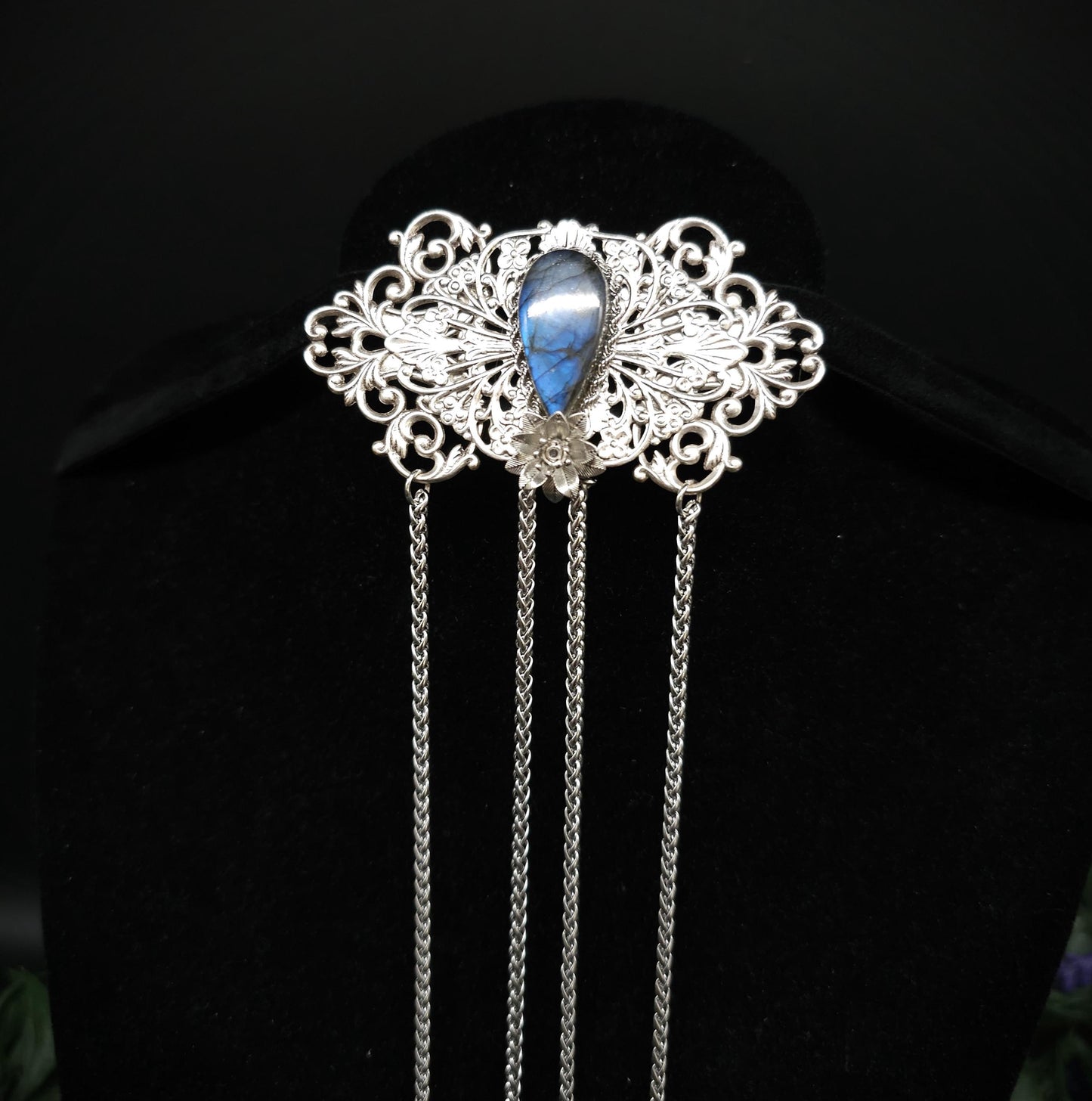 Elfenhafte Jugendstil Brosche ~Vintage Art Nouveau Broschennadel ~ Schalnadel für Fantasy, Gothic, Mittelalter und LARP