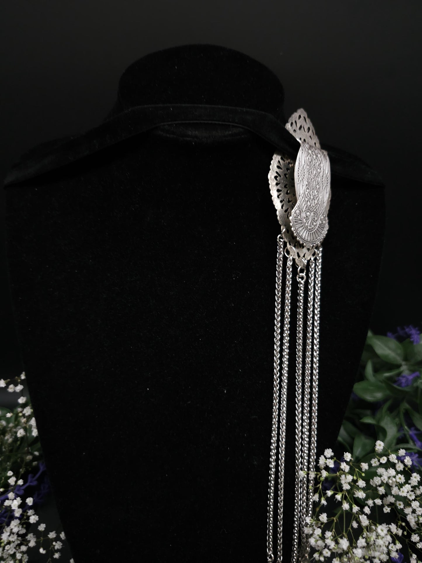 Art Nouveau Labradorite Chatelaine ~ handgefertigter Kostüm Clip / Accessoire