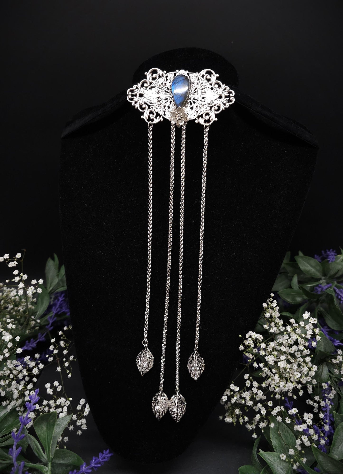 Elfenhafte Jugendstil Brosche ~Vintage Art Nouveau Broschennadel ~ Schalnadel für Fantasy, Gothic, Mittelalter und LARP