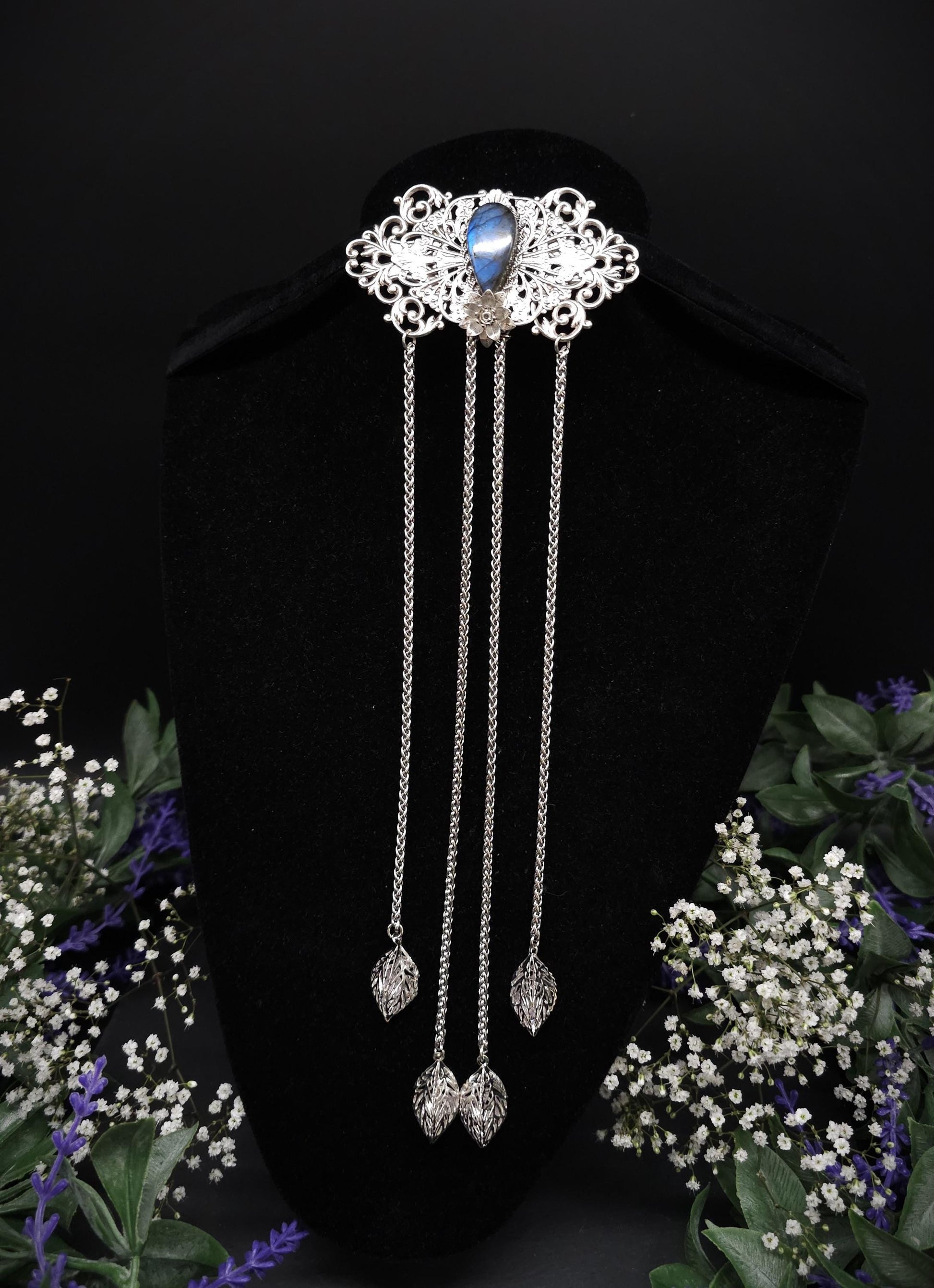 Elfenhafte Jugendstil Brosche ~Vintage Art Nouveau Broschennadel ~ Schalnadel für Fantasy, Gothic, Mittelalter und LARP