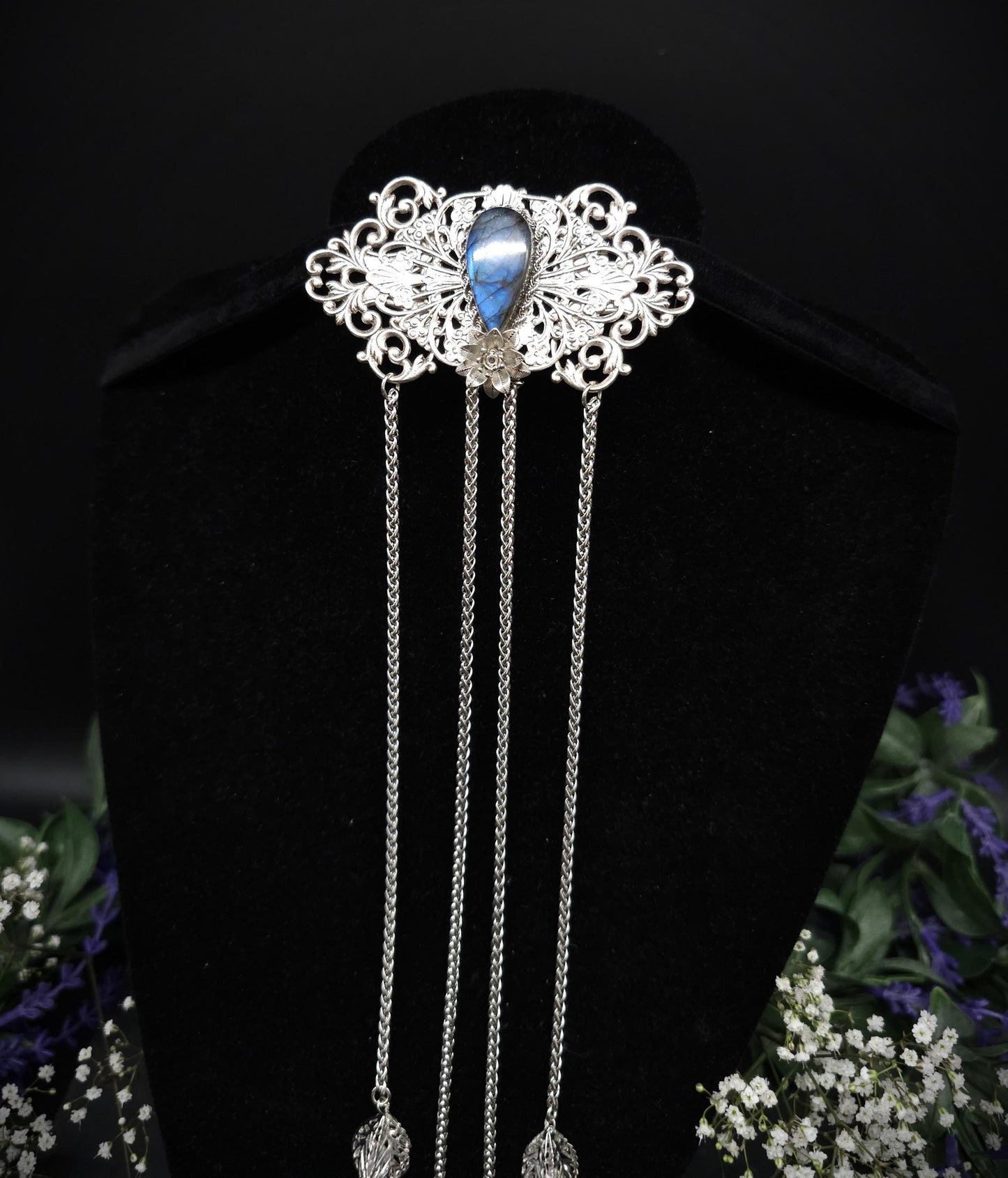 Elfenhafte Jugendstil Brosche ~Vintage Art Nouveau Broschennadel ~ Schalnadel für Fantasy, Gothic, Mittelalter und LARP