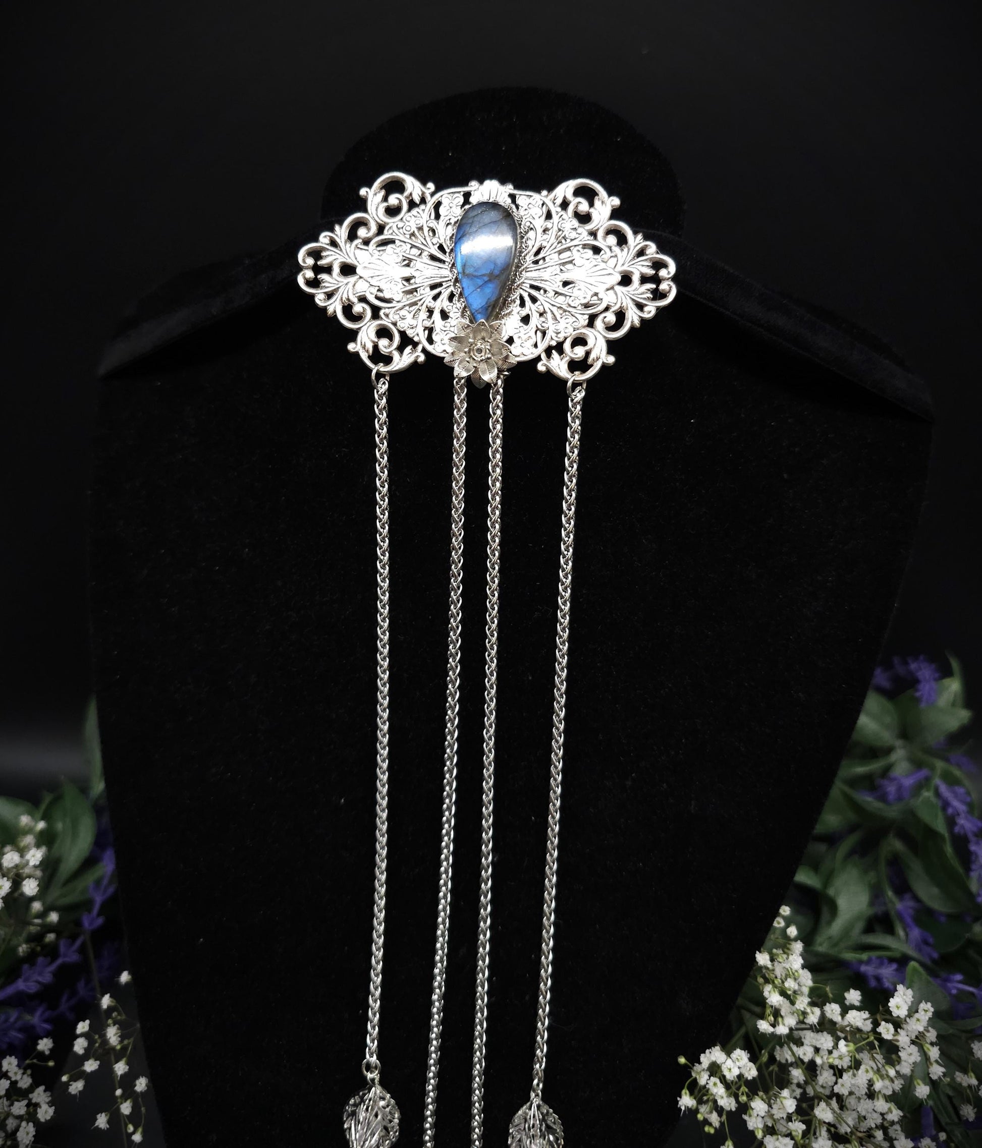 Elfenhafte Jugendstil Brosche ~Vintage Art Nouveau Broschennadel ~ Schalnadel für Fantasy, Gothic, Mittelalter und LARP