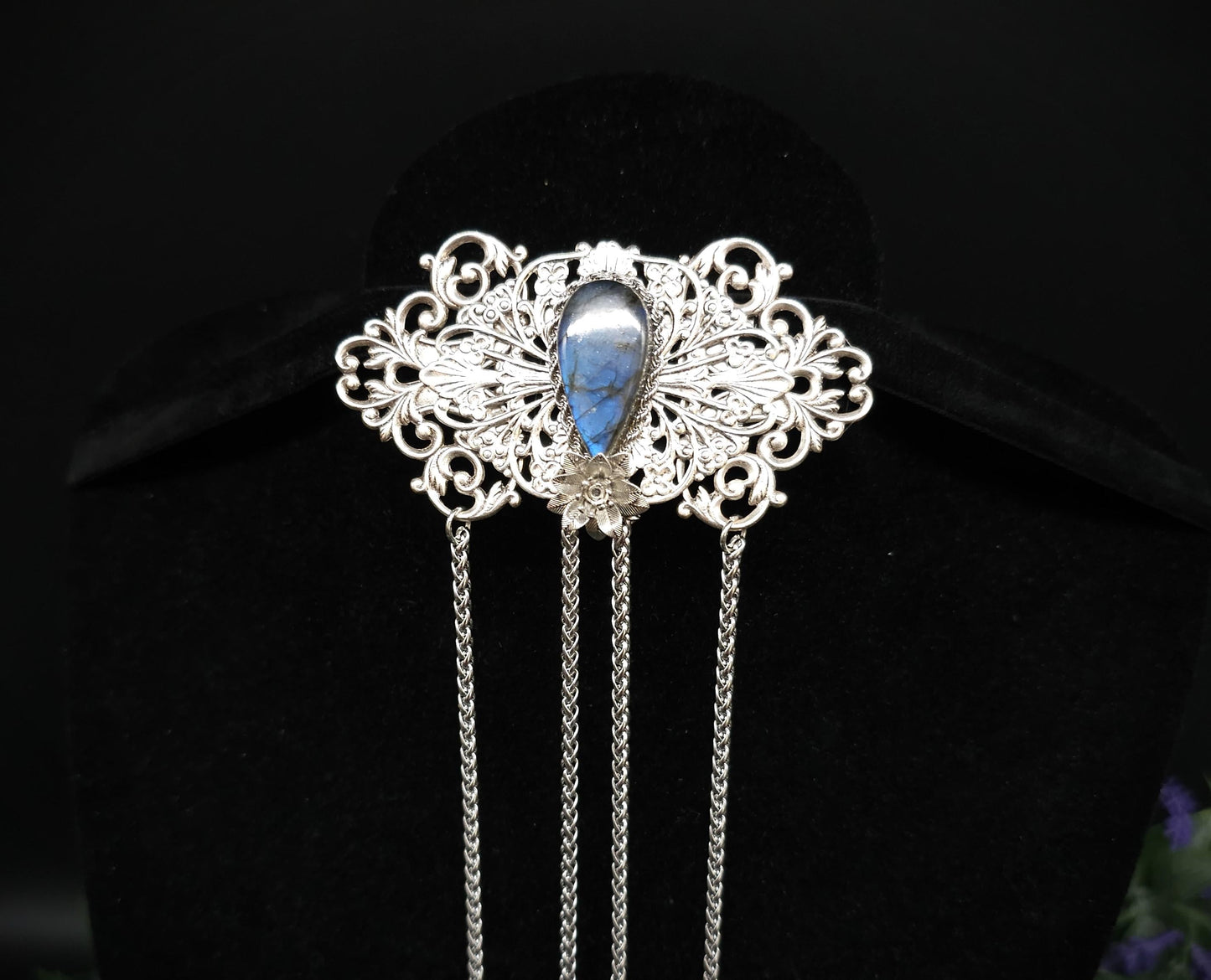 Elfenhafte Jugendstil Brosche ~Vintage Art Nouveau Broschennadel ~ Schalnadel für Fantasy, Gothic, Mittelalter und LARP