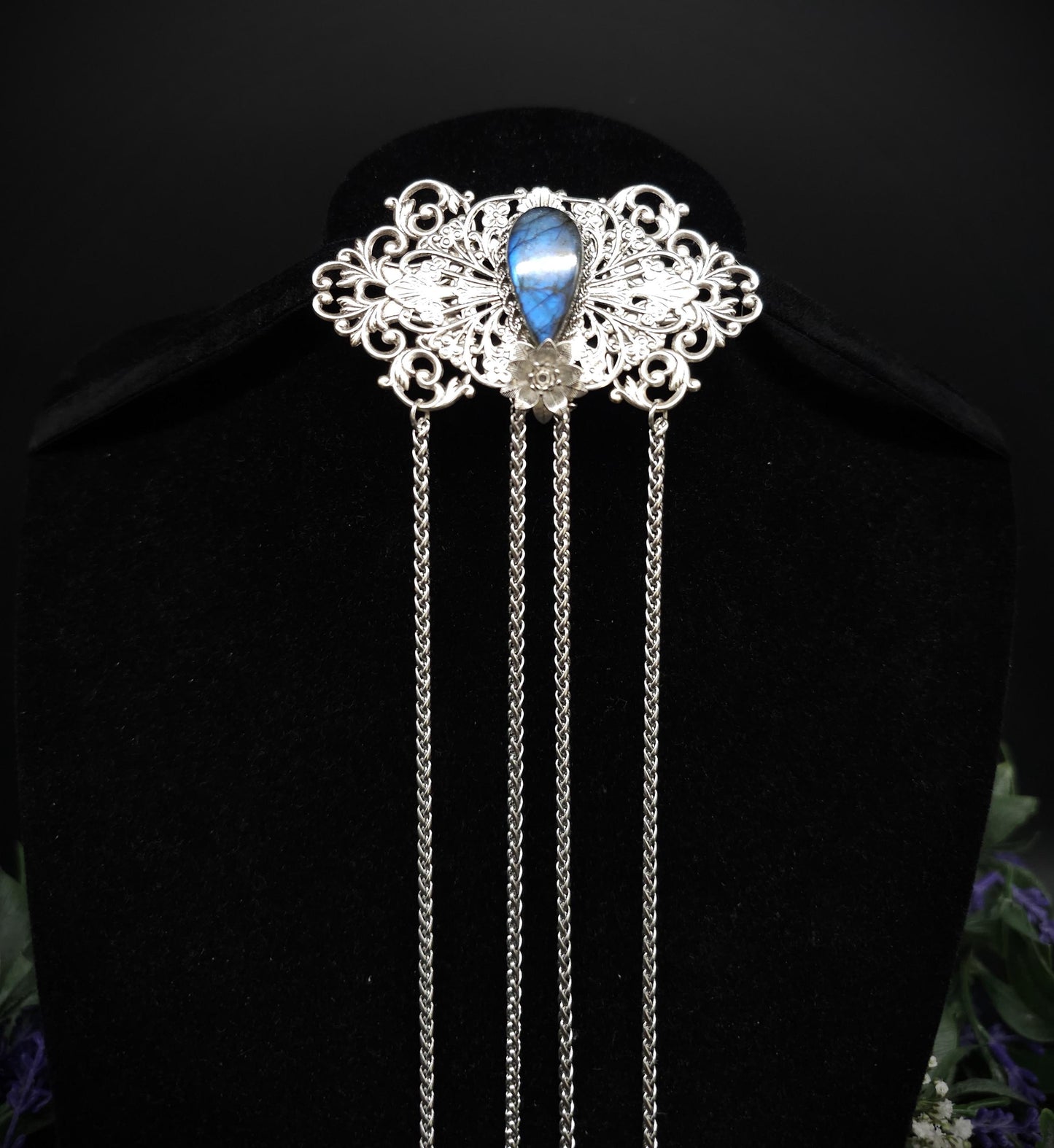 Elfenhafte Jugendstil Brosche ~Vintage Art Nouveau Broschennadel ~ Schalnadel für Fantasy, Gothic, Mittelalter und LARP