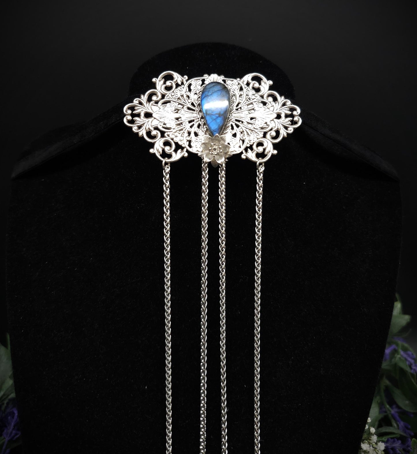 Elfenhafte Jugendstil Brosche ~Vintage Art Nouveau Broschennadel ~ Schalnadel für Fantasy, Gothic, Mittelalter und LARP