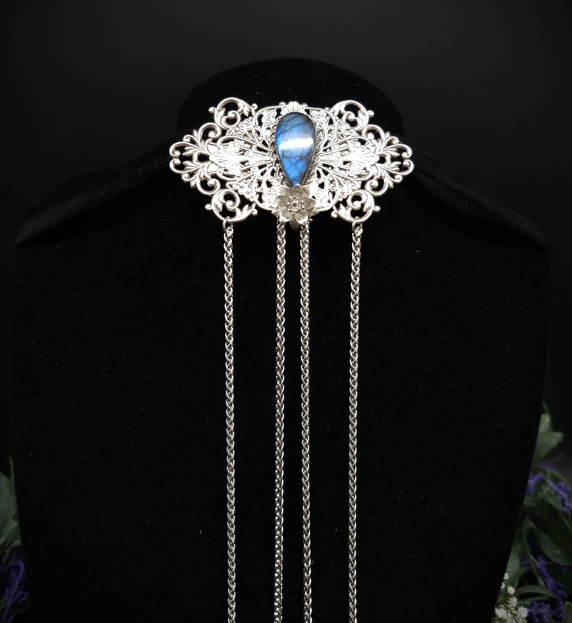 Elfenhafte Jugendstil Brosche ~Vintage Art Nouveau Broschennadel ~ Schalnadel für Fantasy, Gothic, Mittelalter und LARP