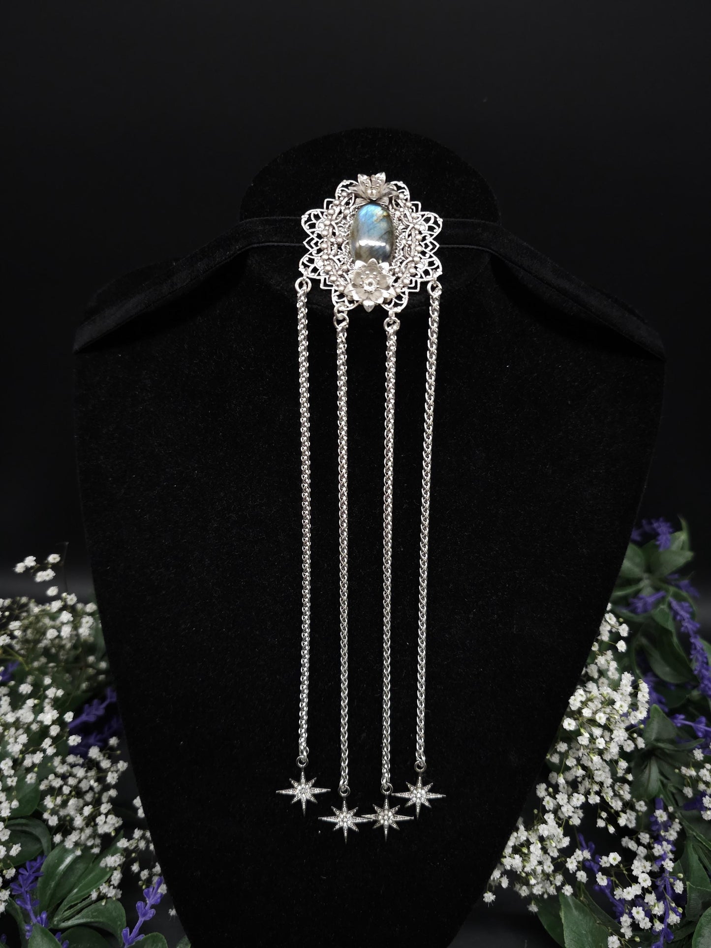 Art Nouveau Brosche ~ Dekorative Labradorit Brosche / Pin ~ Elfenhafter Fantasy Schmuck ~ Braut - und Hochzeitsschmuck