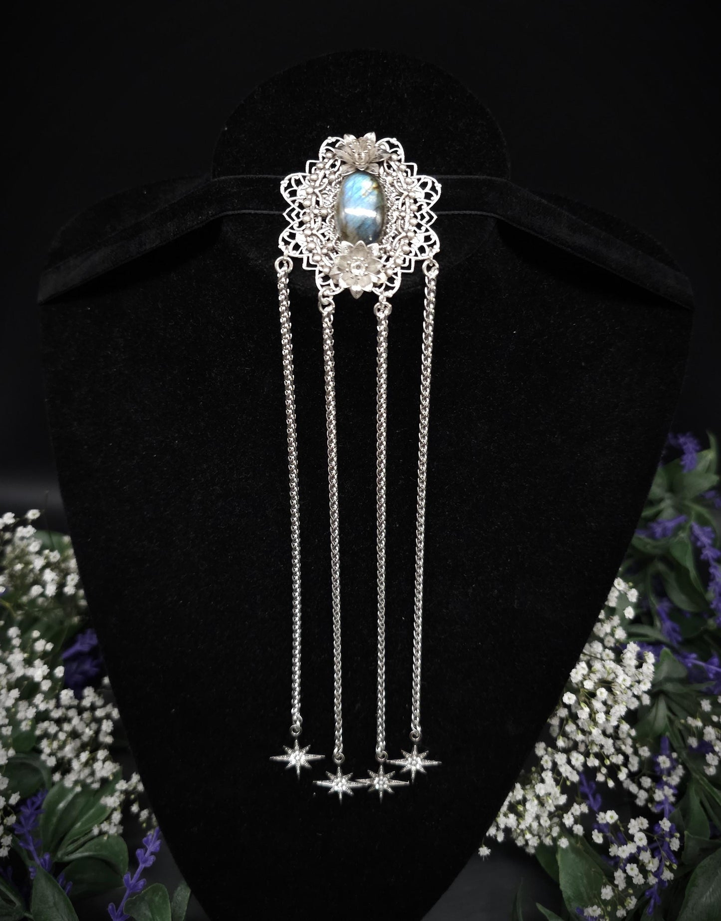 Art Nouveau Brosche ~ Dekorative Labradorit Brosche / Pin ~ Elfenhafter Fantasy Schmuck ~ Braut - und Hochzeitsschmuck