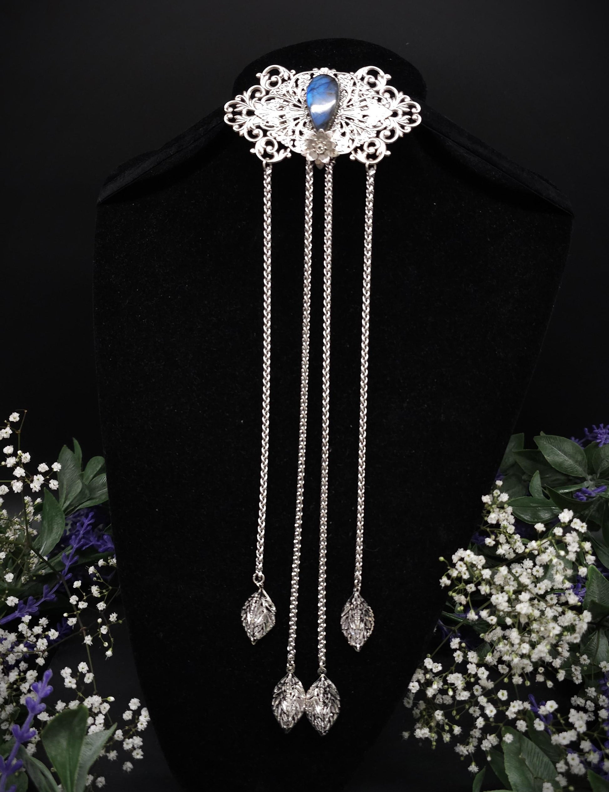 Elfenhafte Jugendstil Brosche ~Vintage Art Nouveau Broschennadel ~ Schalnadel für Fantasy, Gothic, Mittelalter und LARP