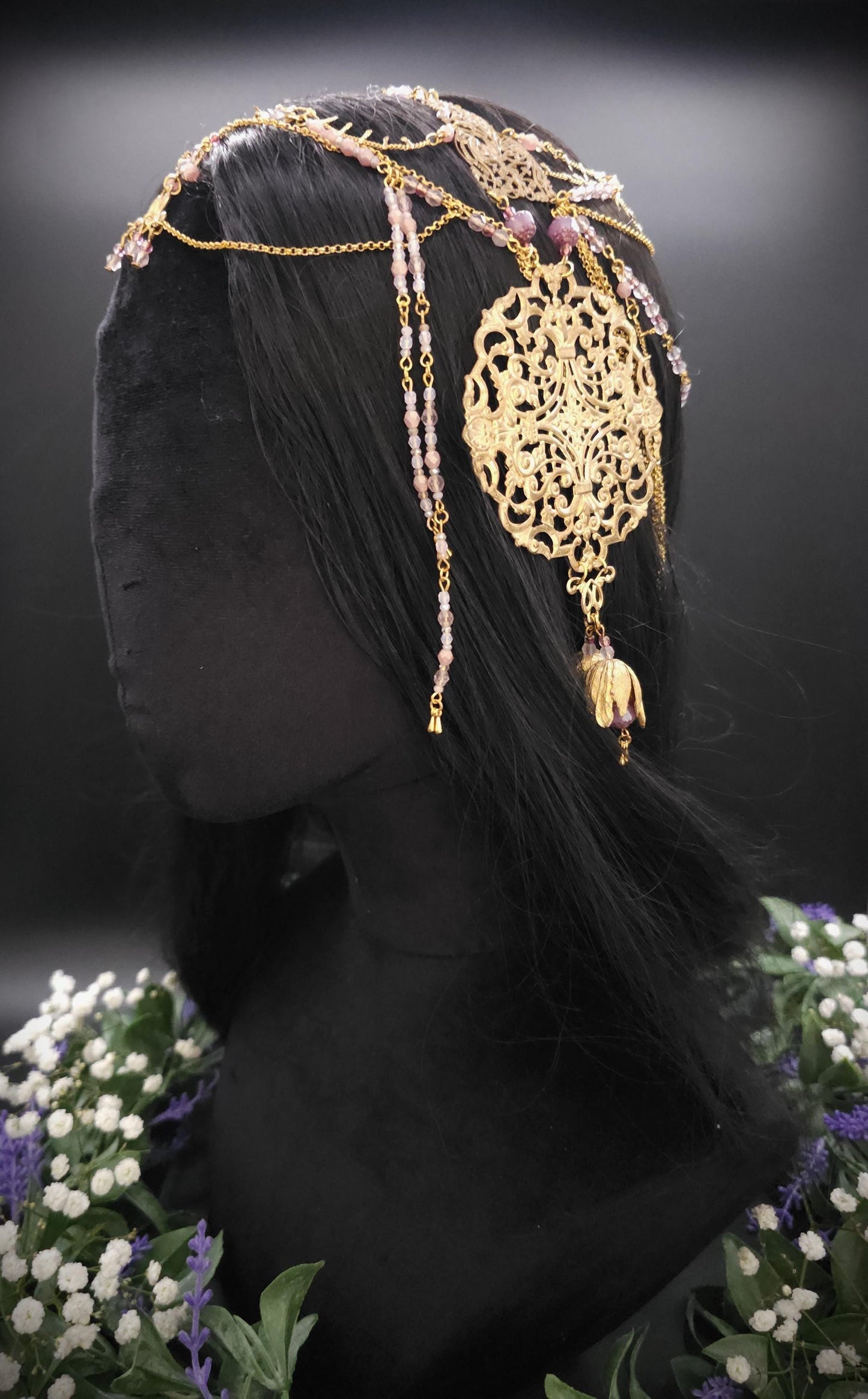 Mucha Art Nouveau Kopfschmuck - Goldenes Headpiece - Tiara - Tribal Dance - Festival & Shooting