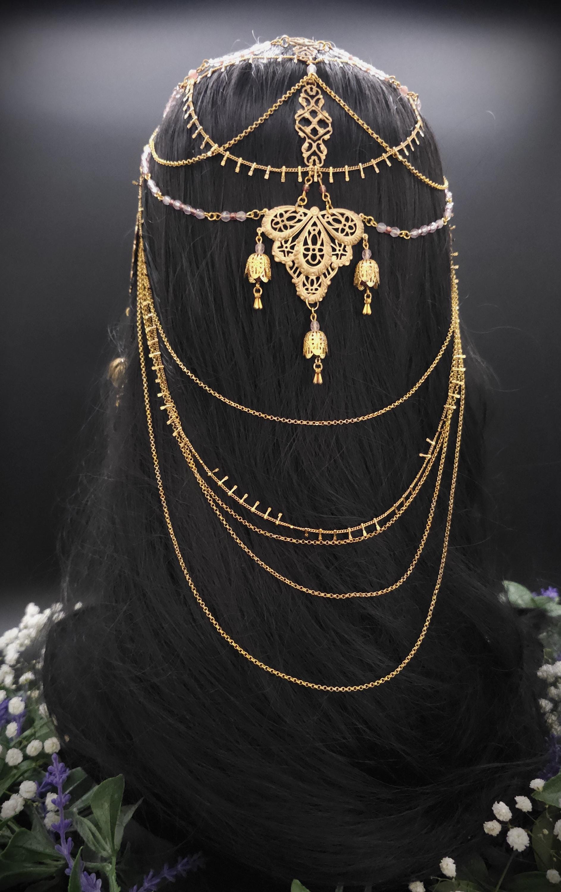 Mucha Art Nouveau Kopfschmuck - Goldenes Headpiece - Tiara - Tribal Dance - Festival & Shooting