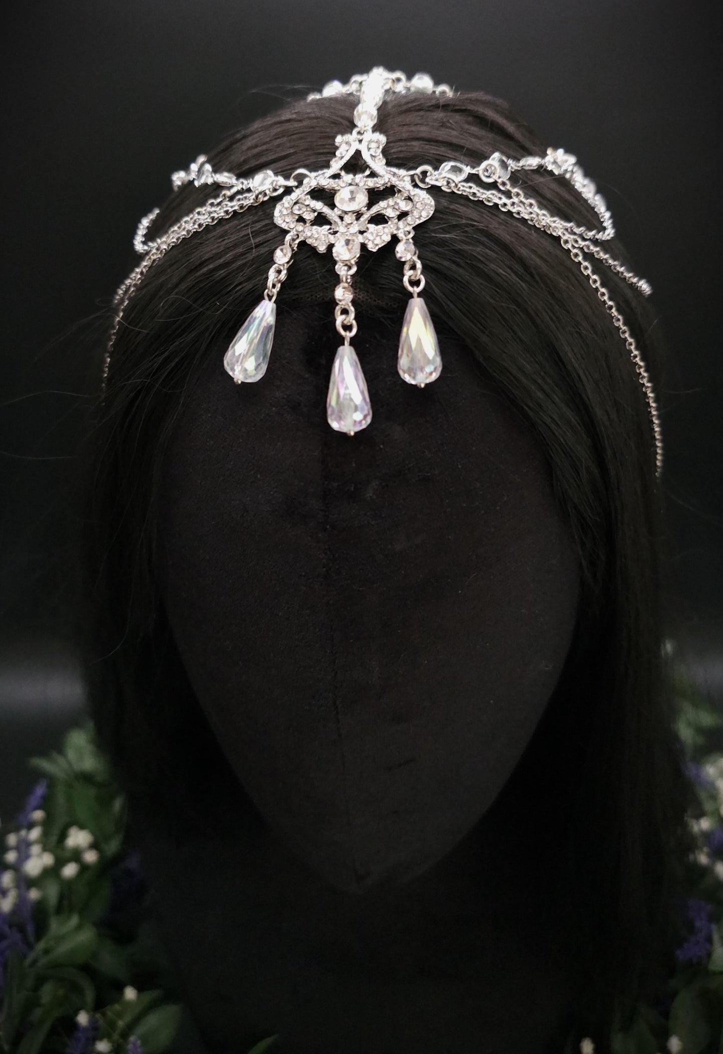 Elfenhaftes Headpiece mit Perlen & Kristallen - Handgefertigter Fantasy Haarschmuck für Hochzeit, Cosplay und Festival