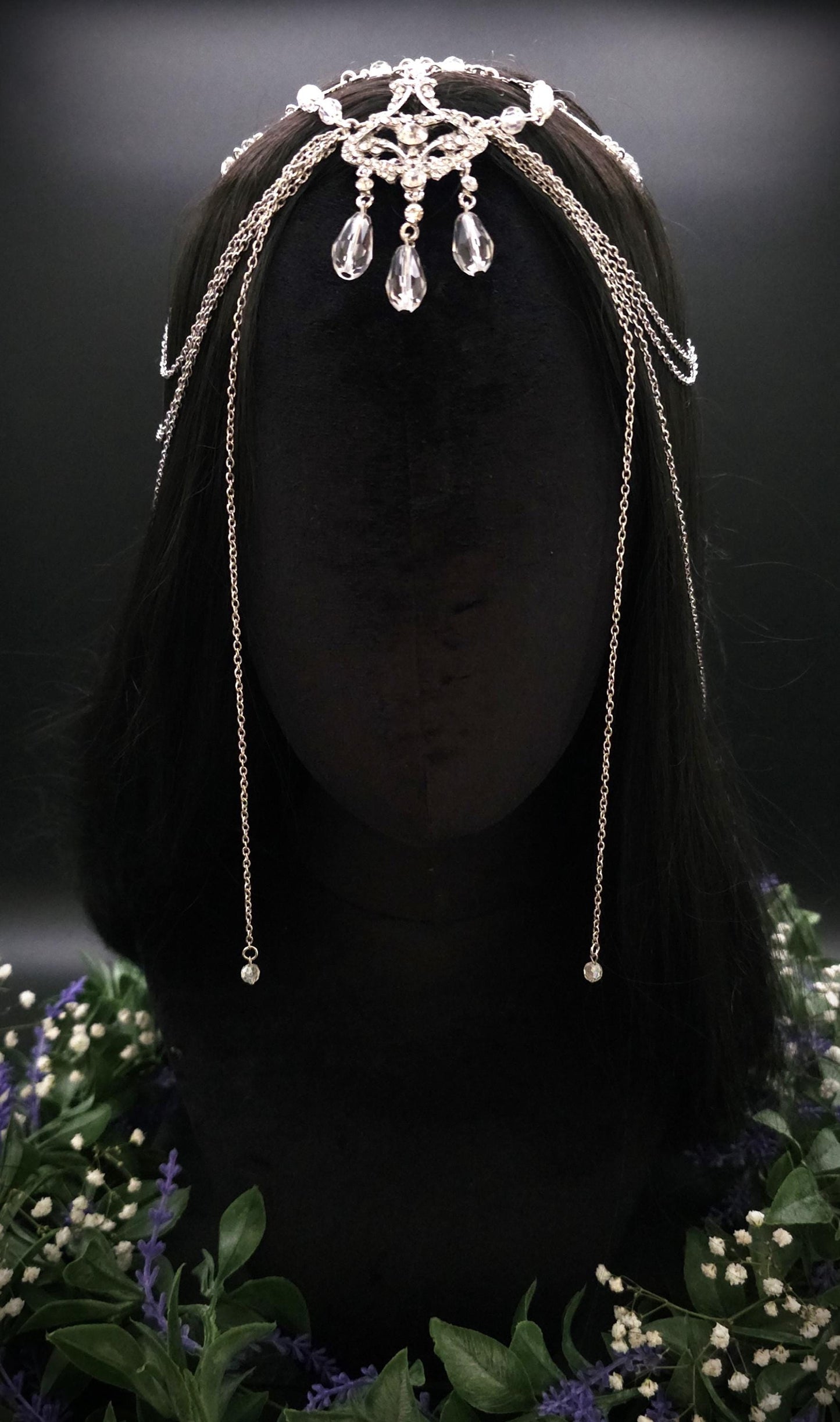 Haarschmuck mit Strass-Applikationen - Fantasy Headpiece - Diadem, Tiara, Kopfschmuck - Haar Accessoire mit Perlen