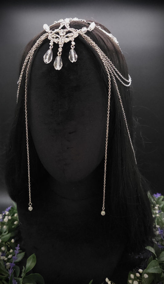 Haarschmuck mit Strass-Applikationen - Fantasy Headpiece - Diadem, Tiara, Kopfschmuck - Haar Accessoire mit Perlen