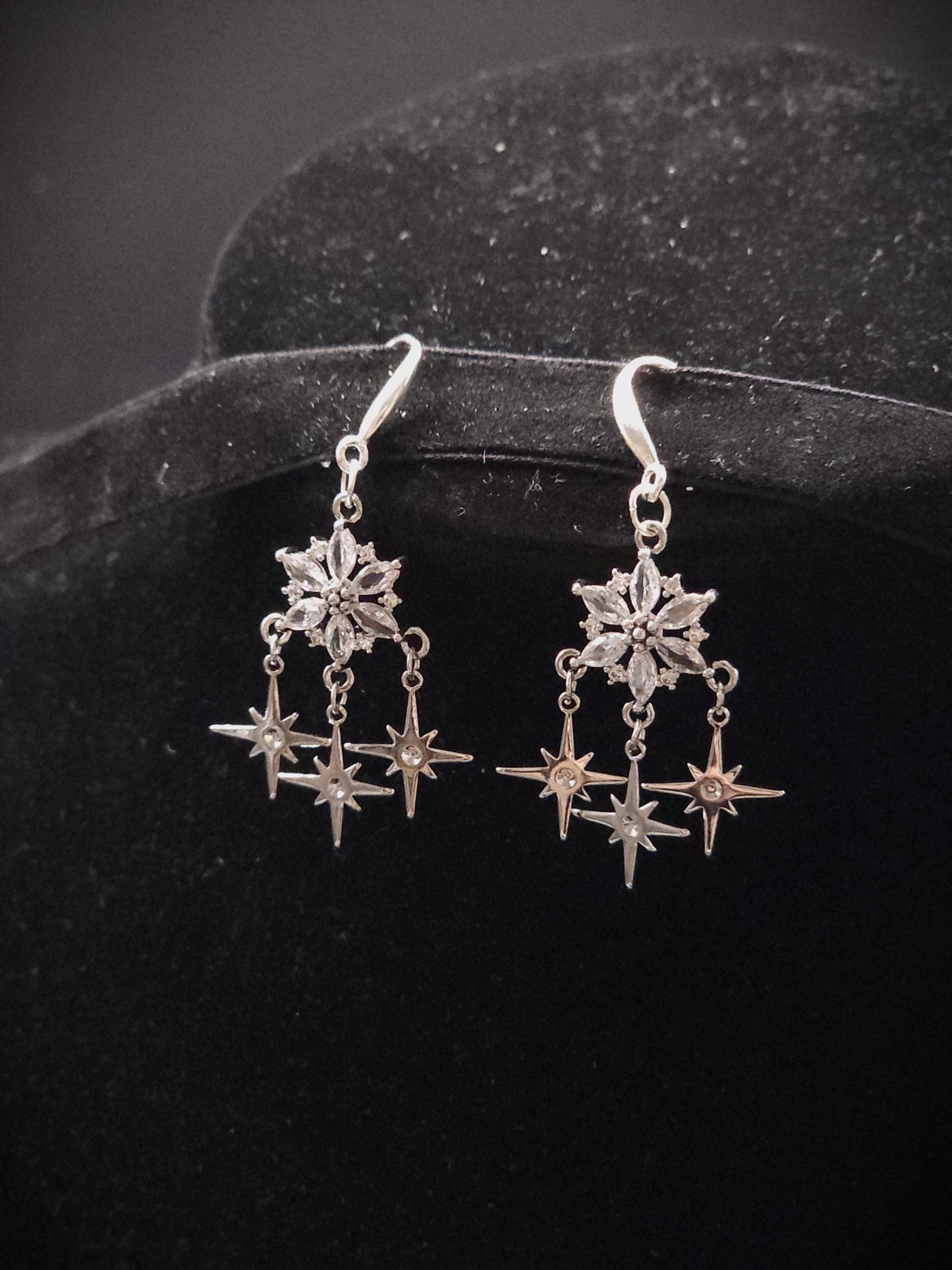 Zirkonia-Stern-Ohrringe - 925er Sterling Silber Hängeohrringe - Ohrringe für Bräute, Hochzeiten, Fantasy & Alltag