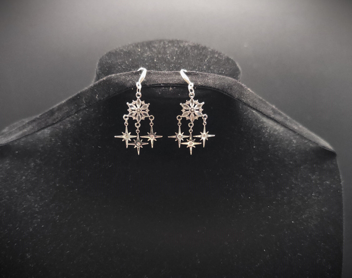 Zirkonia-Stern-Ohrringe - 925er Sterling Silber Hängeohrringe - Ohrringe für Bräute, Hochzeiten, Fantasy & Alltag