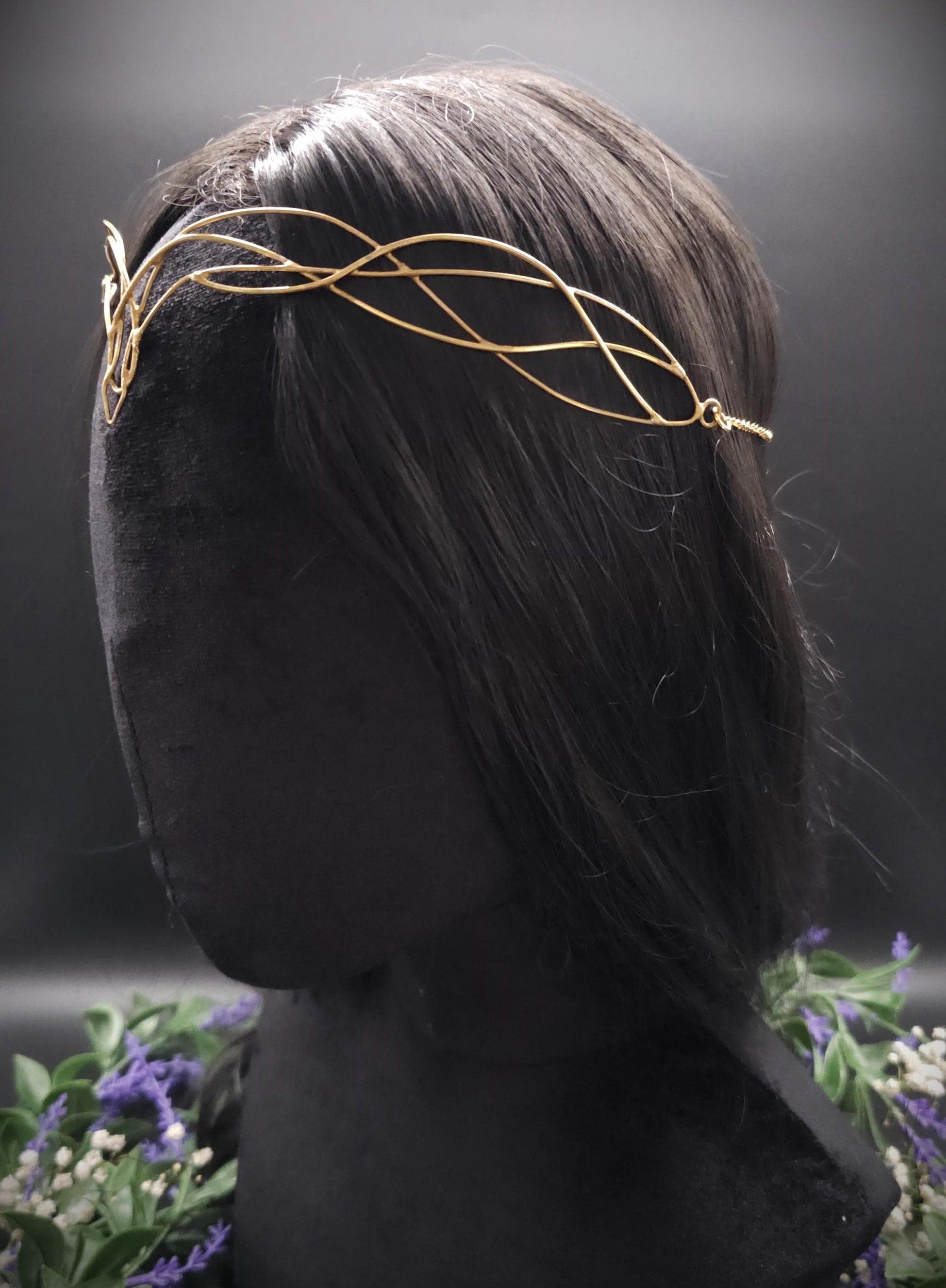 Messing Diadem "Meláre" ~ Draht Tiara ~ Elfenkrone ~ Fantasy Kopfschmuck ~ Größenverstellbar ~ Accessoire für LARP, Cosplay und Hochzeiten