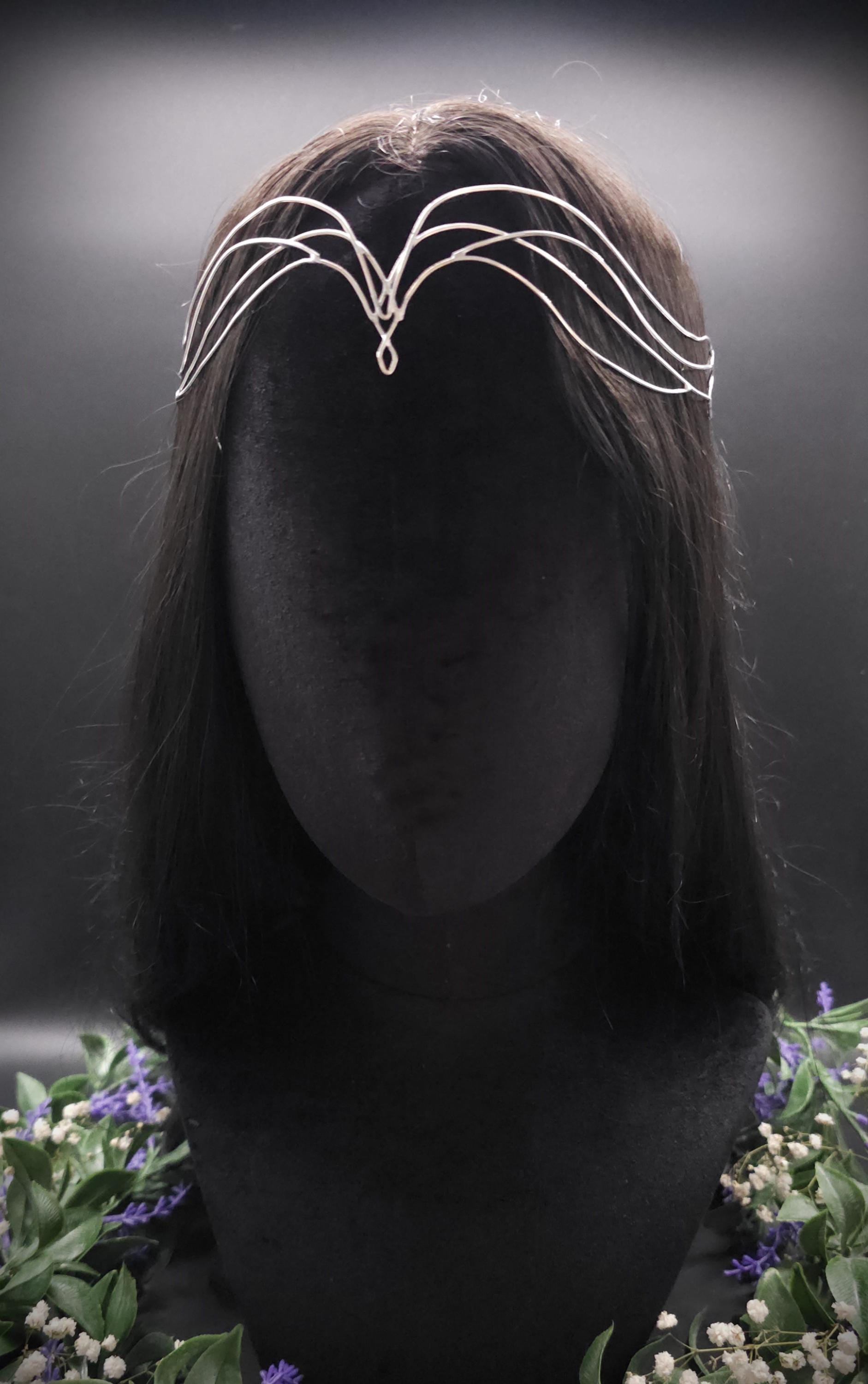 Versilbertes Elfen-Diadem "Yelláre" ~ Draht Tiara im Jugendstil Design ~ Größenverstellbar ~ Accessoire für LARP, Cosplay und Hochzeiten