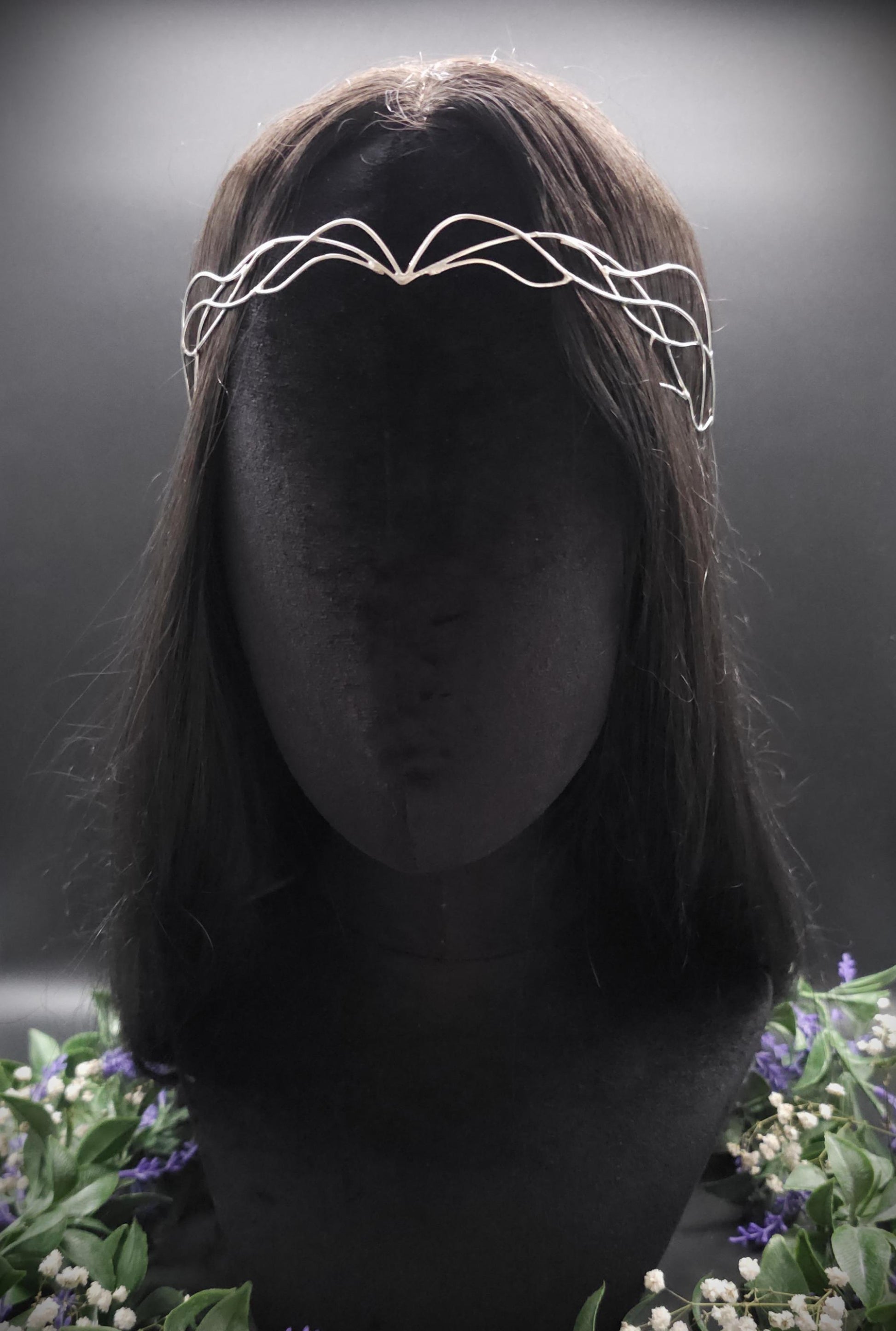 Versilbertes Elfen-Diadem "Ereyah" ~ Draht Tiara im Art Nouveau Design ~ Größenverstellbar ~ Accessoire für LARP, Cosplay und Hochzeiten
