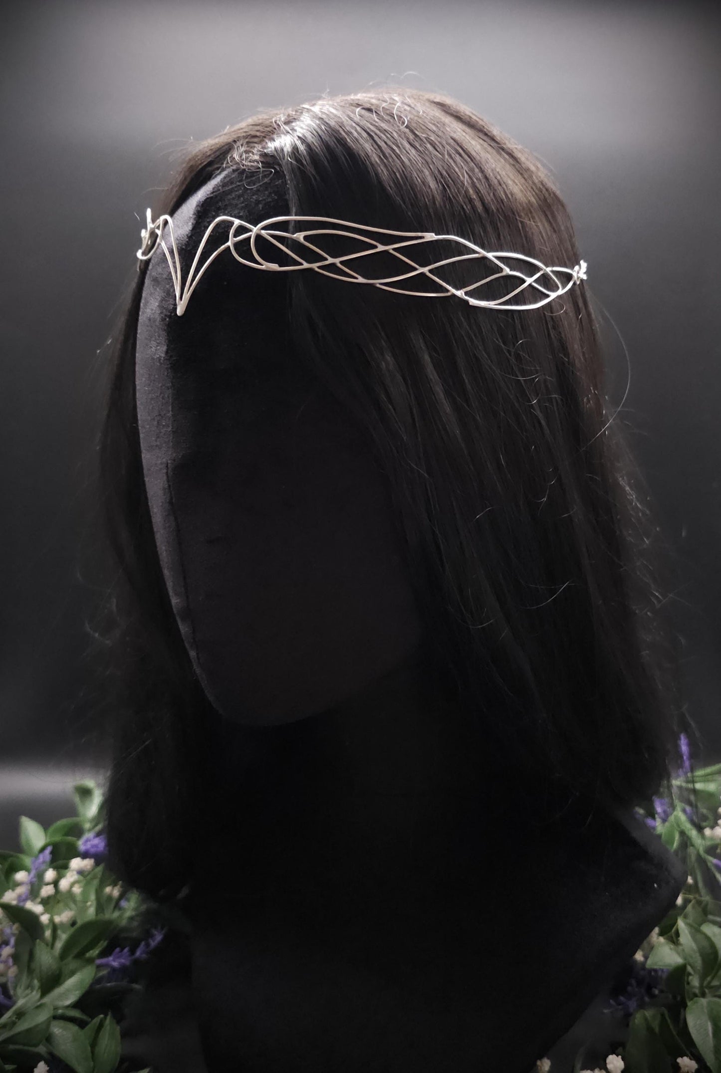 Versilbertes Elfen-Diadem "Nyanvé" ~ Draht Tiara im Art Nouveau Design ~ Größenverstellbar ~ Accessoire für LARP, Cosplay und Hochzeiten