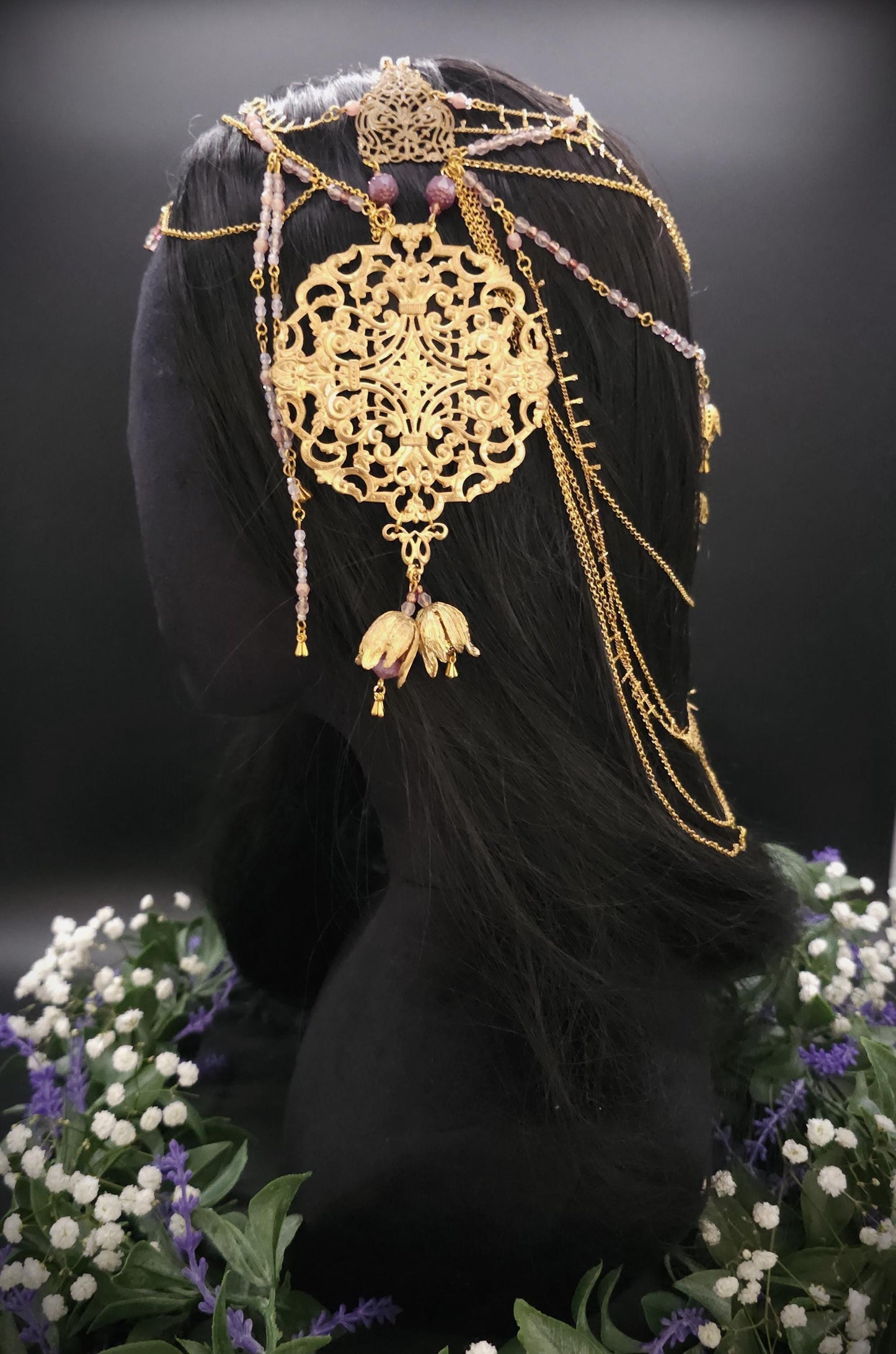 Mucha Art Nouveau Kopfschmuck - Goldenes Headpiece - Tiara - Tribal Dance - Festival & Shooting