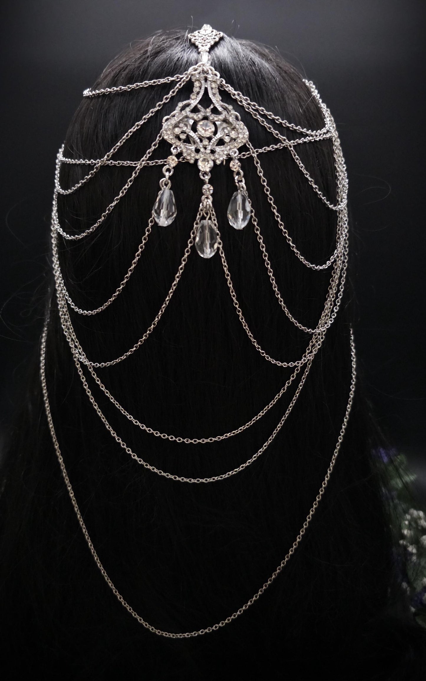 Haarschmuck mit Strass-Applikationen - Fantasy Headpiece - Diadem, Tiara, Kopfschmuck - Haar Accessoire mit Perlen