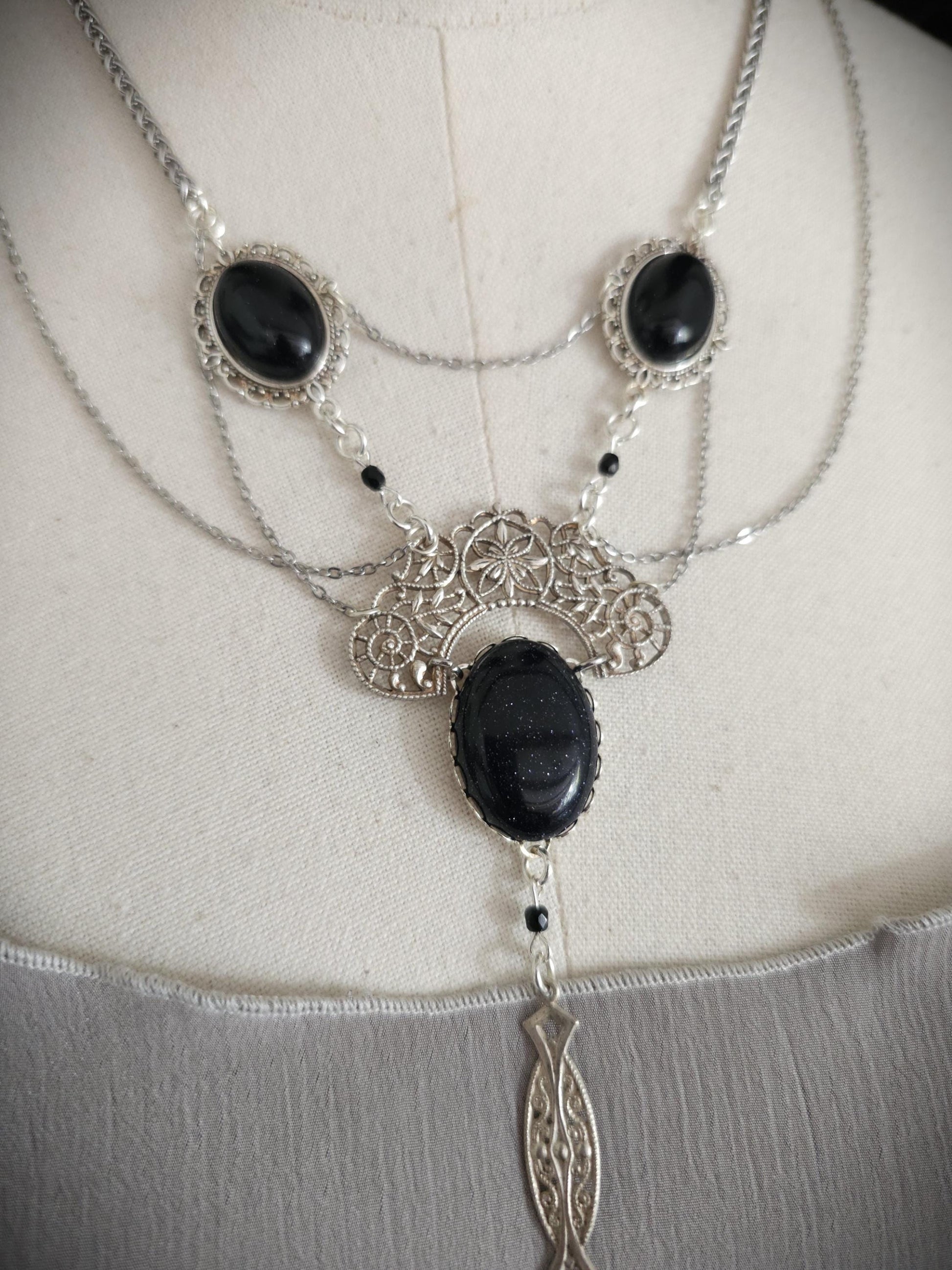 Bodychain "Sreléah" ~ Fantasy Kostüm Accessoire ~ Gothic Art Nouveau Schmuck ~ Körperkette und Bauchtanz ~