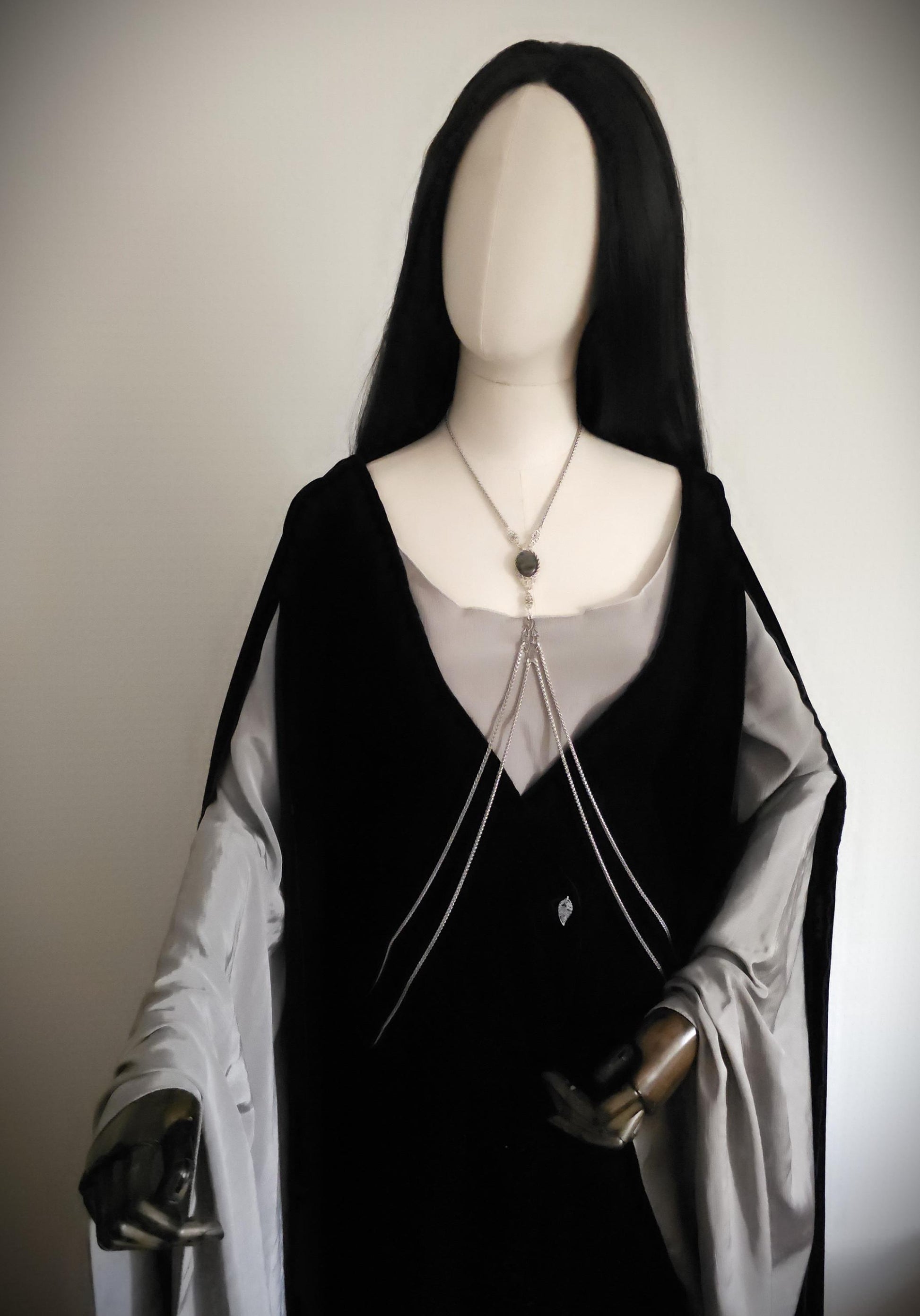 Bodychain "Meréah" ~ handgefertigte Körperkette mit Labradorit ~ Bauchtanz, Fantasy und Cosplay Kostüm Accessoire ~