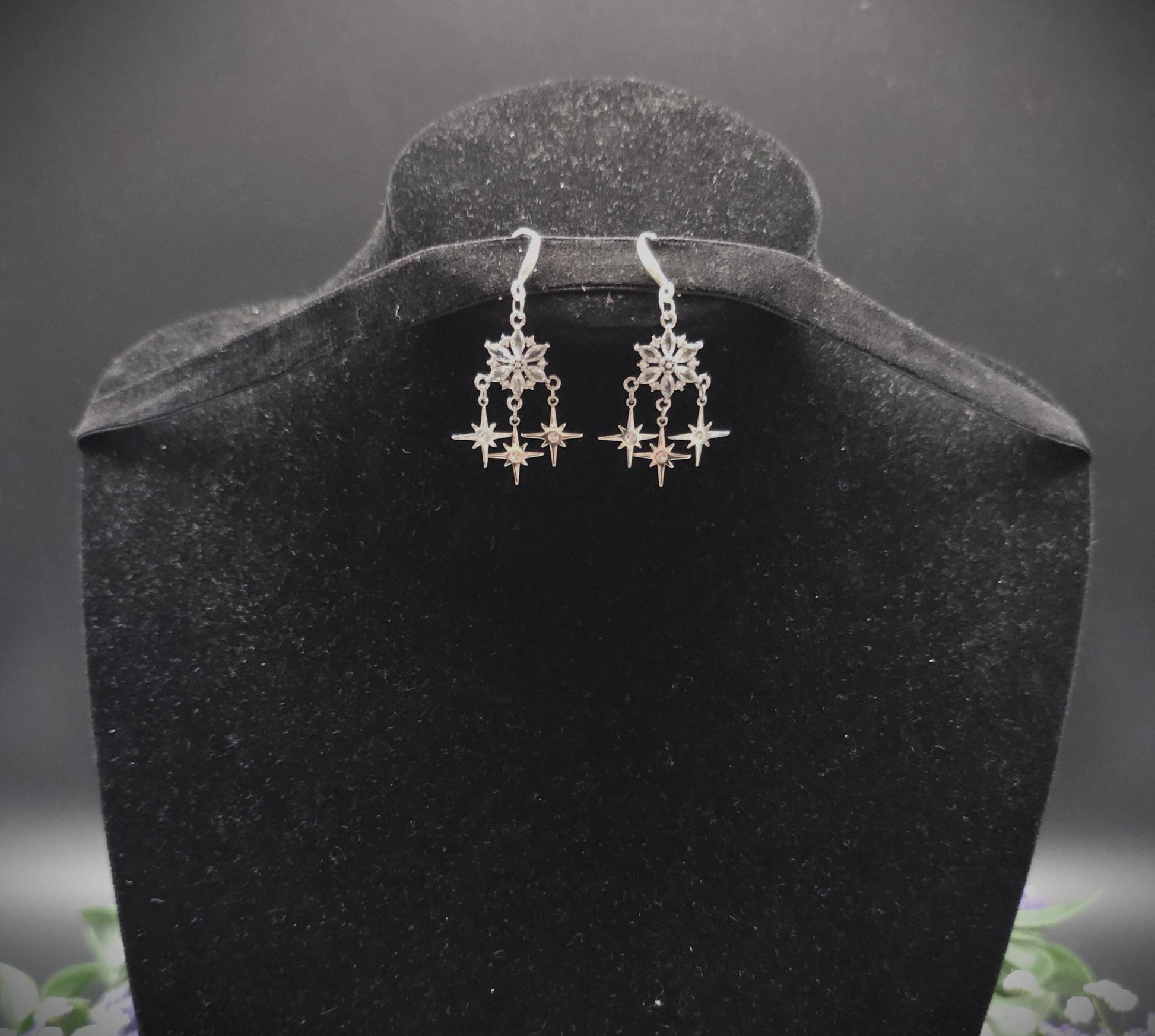 Zirkonia-Stern-Ohrringe - 925er Sterling Silber Hängeohrringe - Ohrringe für Bräute, Hochzeiten, Fantasy & Alltag