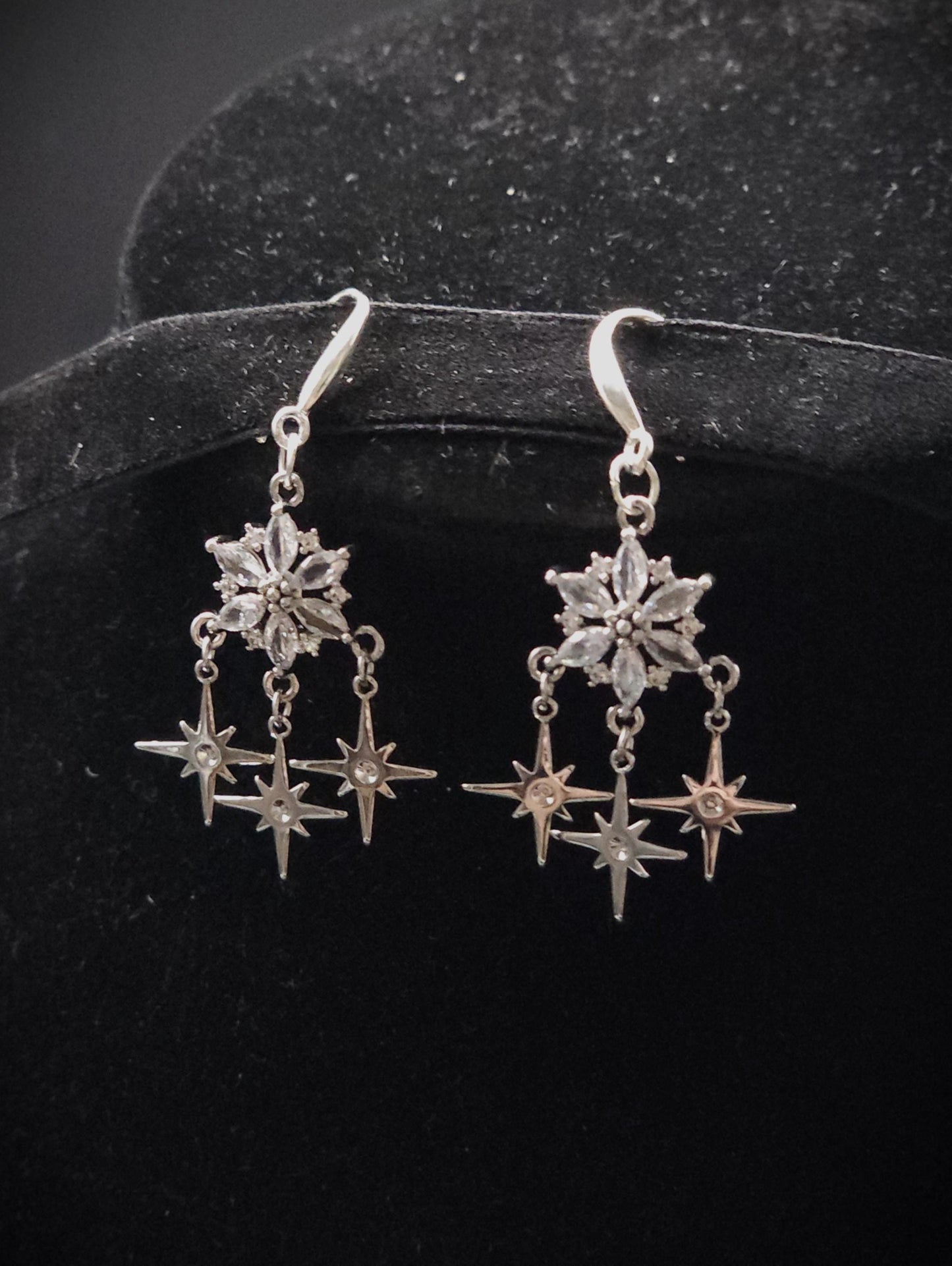 Zirkonia-Stern-Ohrringe - 925er Sterling Silber Hängeohrringe - Ohrringe für Bräute, Hochzeiten, Fantasy & Alltag