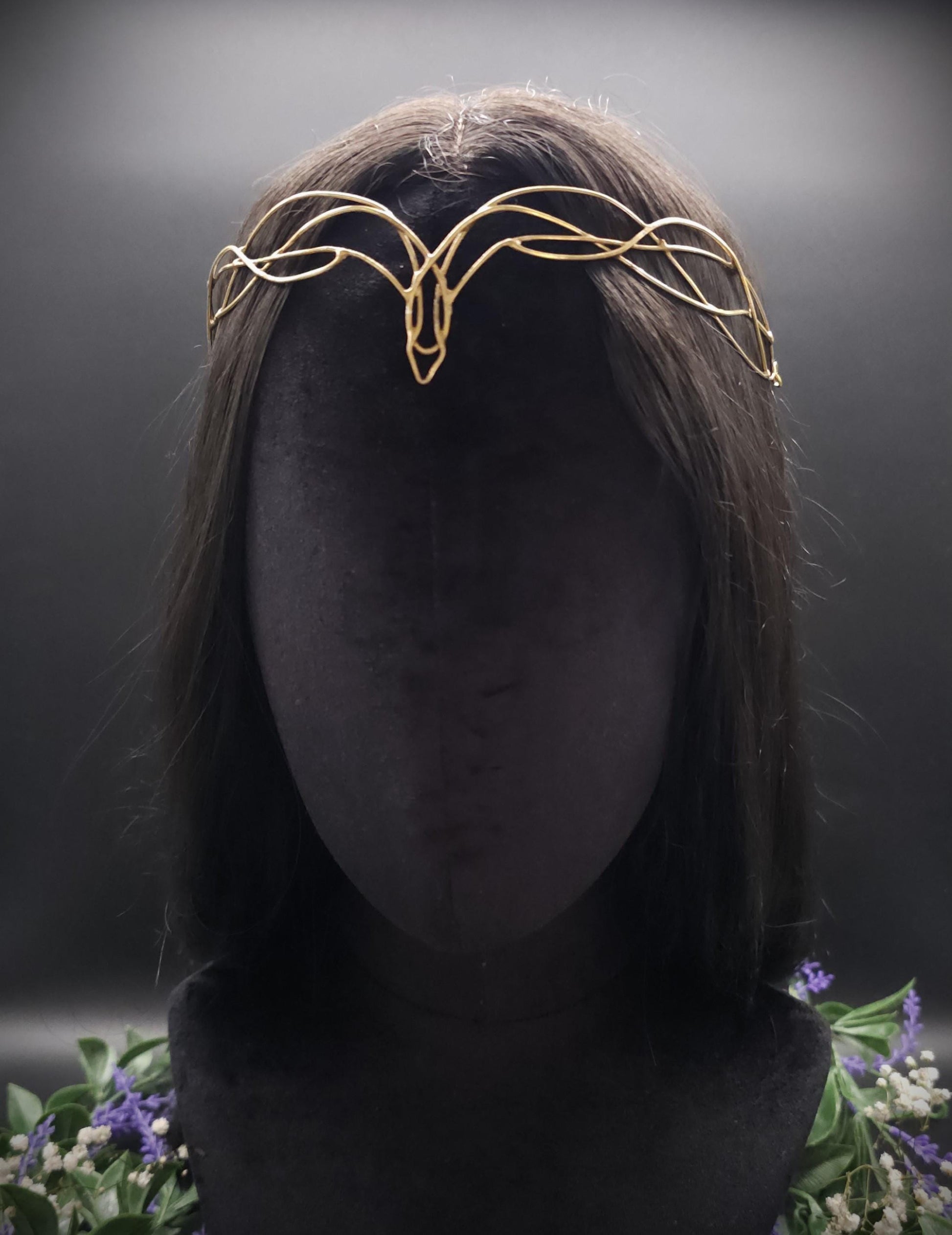 Messing Diadem "Meláre" ~ Draht Tiara ~ Elfenkrone ~ Fantasy Kopfschmuck ~ Größenverstellbar ~ Accessoire für LARP, Cosplay und Hochzeiten