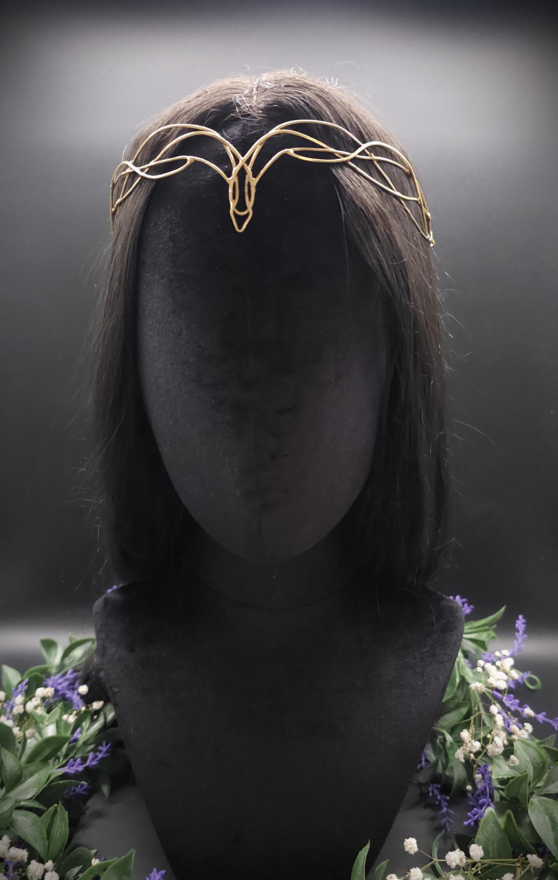 Messing Diadem "Meláre" ~ Draht Tiara ~ Elfenkrone ~ Fantasy Kopfschmuck ~ Größenverstellbar ~ Accessoire für LARP, Cosplay und Hochzeiten