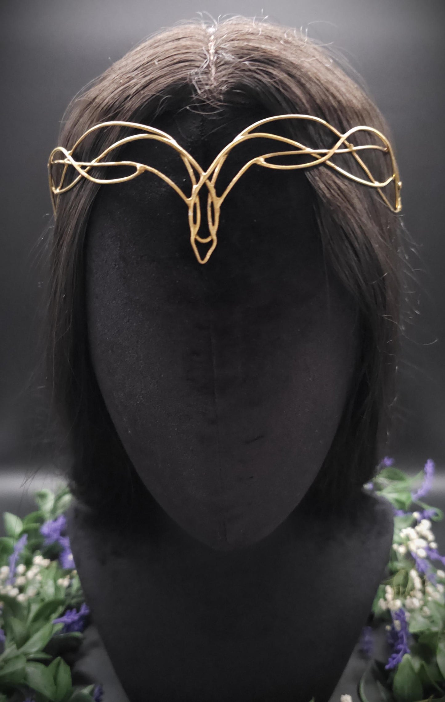 Messing Diadem "Meláre" ~ Draht Tiara ~ Elfenkrone ~ Fantasy Kopfschmuck ~ Größenverstellbar ~ Accessoire für LARP, Cosplay und Hochzeiten