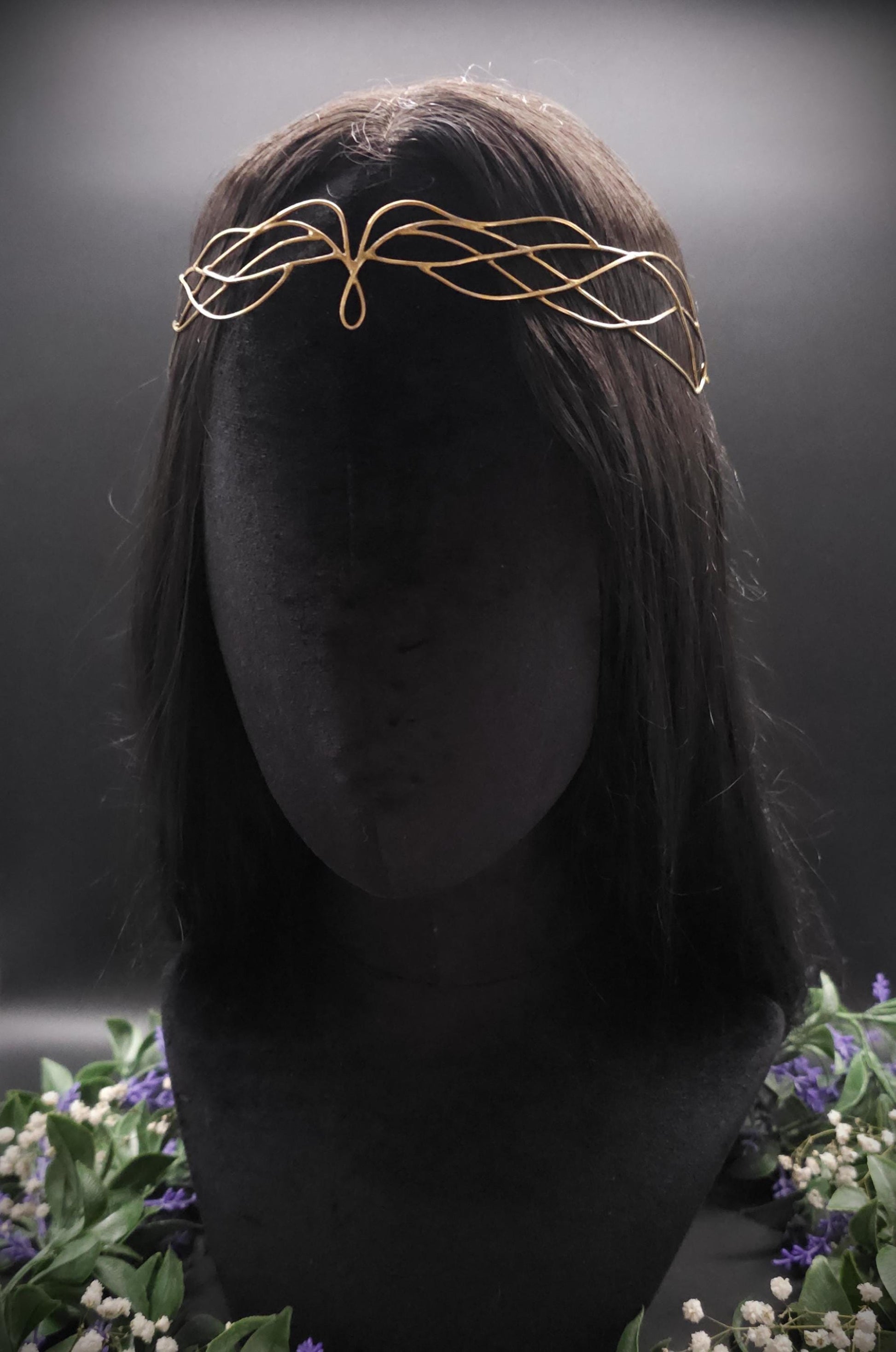 Messing Diadem "Naethé" ~ Draht Tiara im Art Nouveau Design ~ Größenverstellbar ~ Accessoire für LARP, Cosplay und Hochzeiten