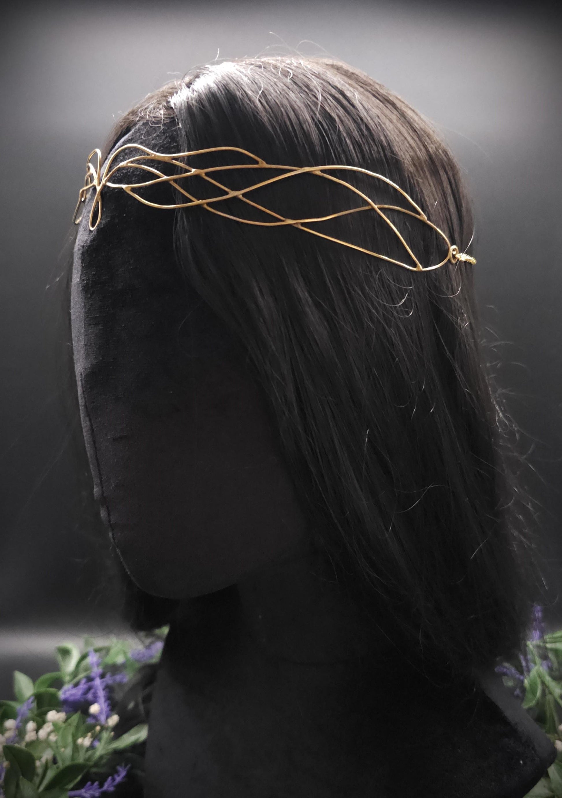 Messing Diadem "Naethé" ~ Draht Tiara im Art Nouveau Design ~ Größenverstellbar ~ Accessoire für LARP, Cosplay und Hochzeiten