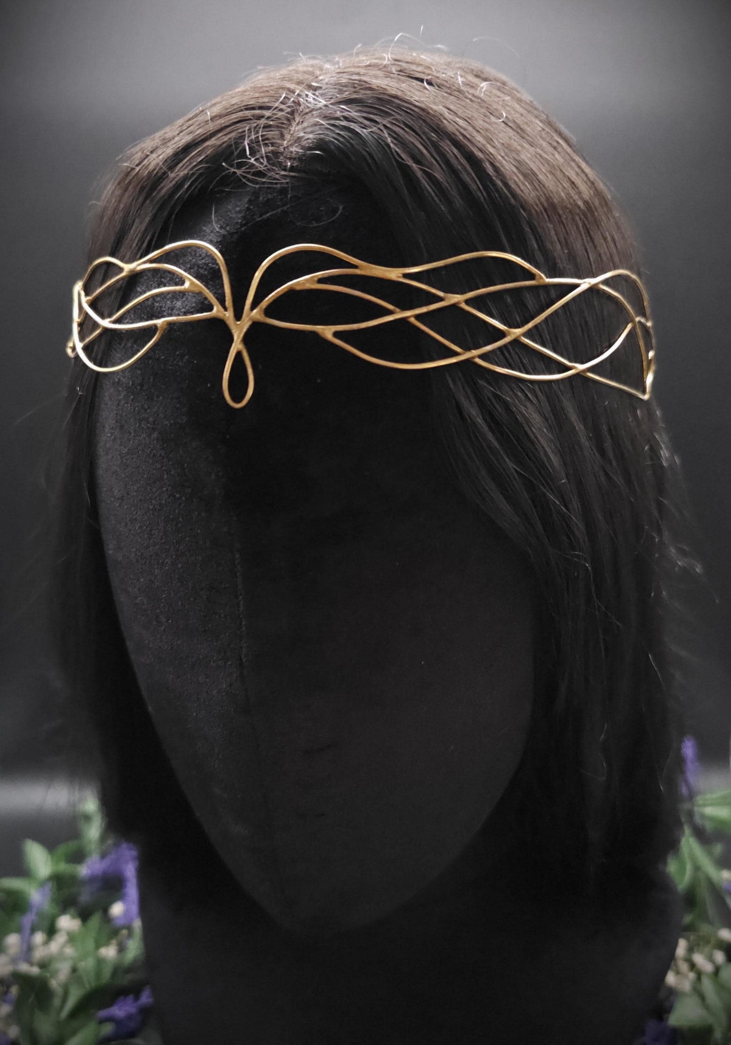 Messing Diadem "Naethé" ~ Draht Tiara im Art Nouveau Design ~ Größenverstellbar ~ Accessoire für LARP, Cosplay und Hochzeiten