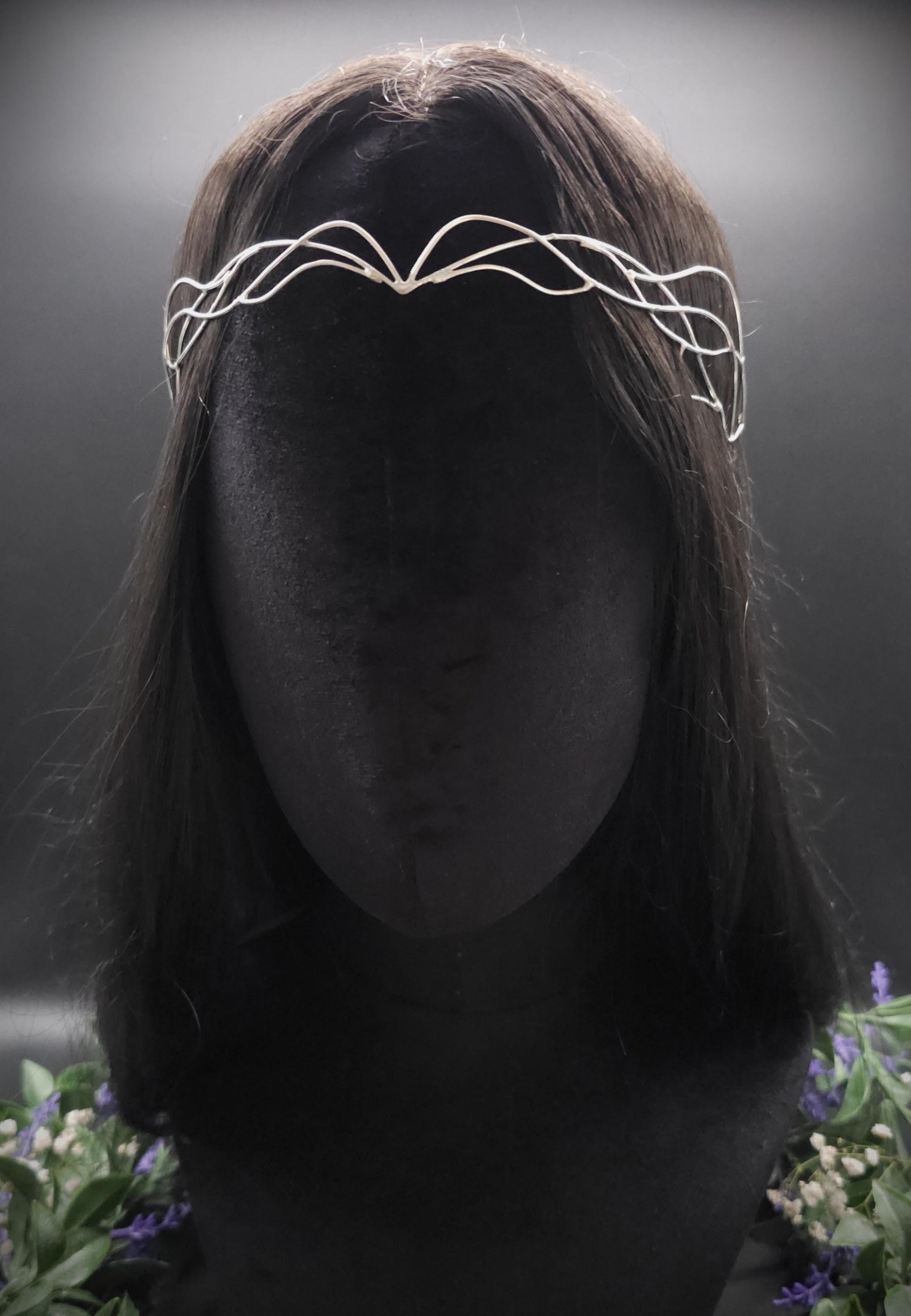 Versilbertes Elfen-Diadem "Ereyah" ~ Draht Tiara im Art Nouveau Design ~ Größenverstellbar ~ Accessoire für LARP, Cosplay und Hochzeiten