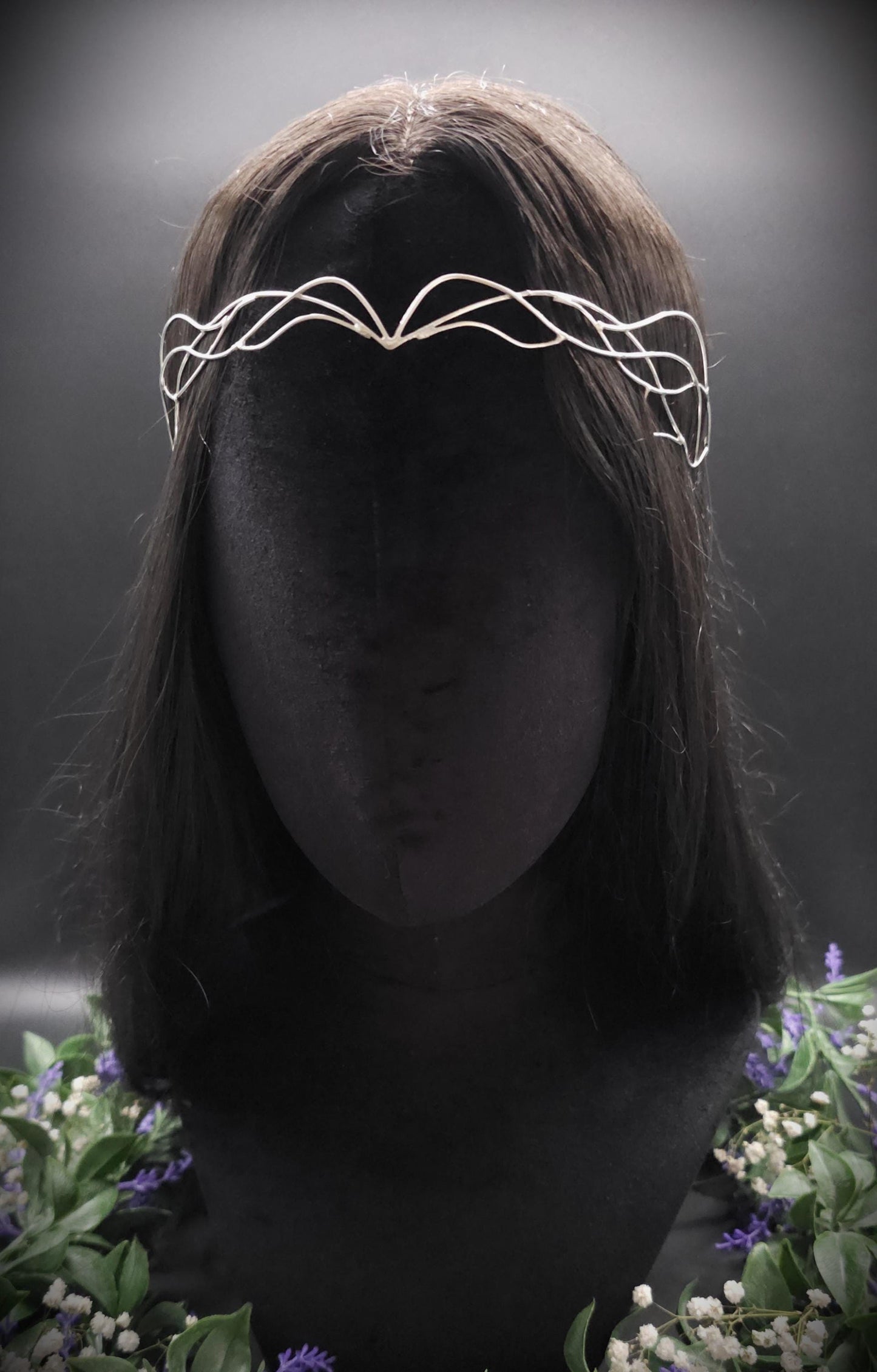 Versilbertes Elfen-Diadem "Ereyah" ~ Draht Tiara im Art Nouveau Design ~ Größenverstellbar ~ Accessoire für LARP, Cosplay und Hochzeiten