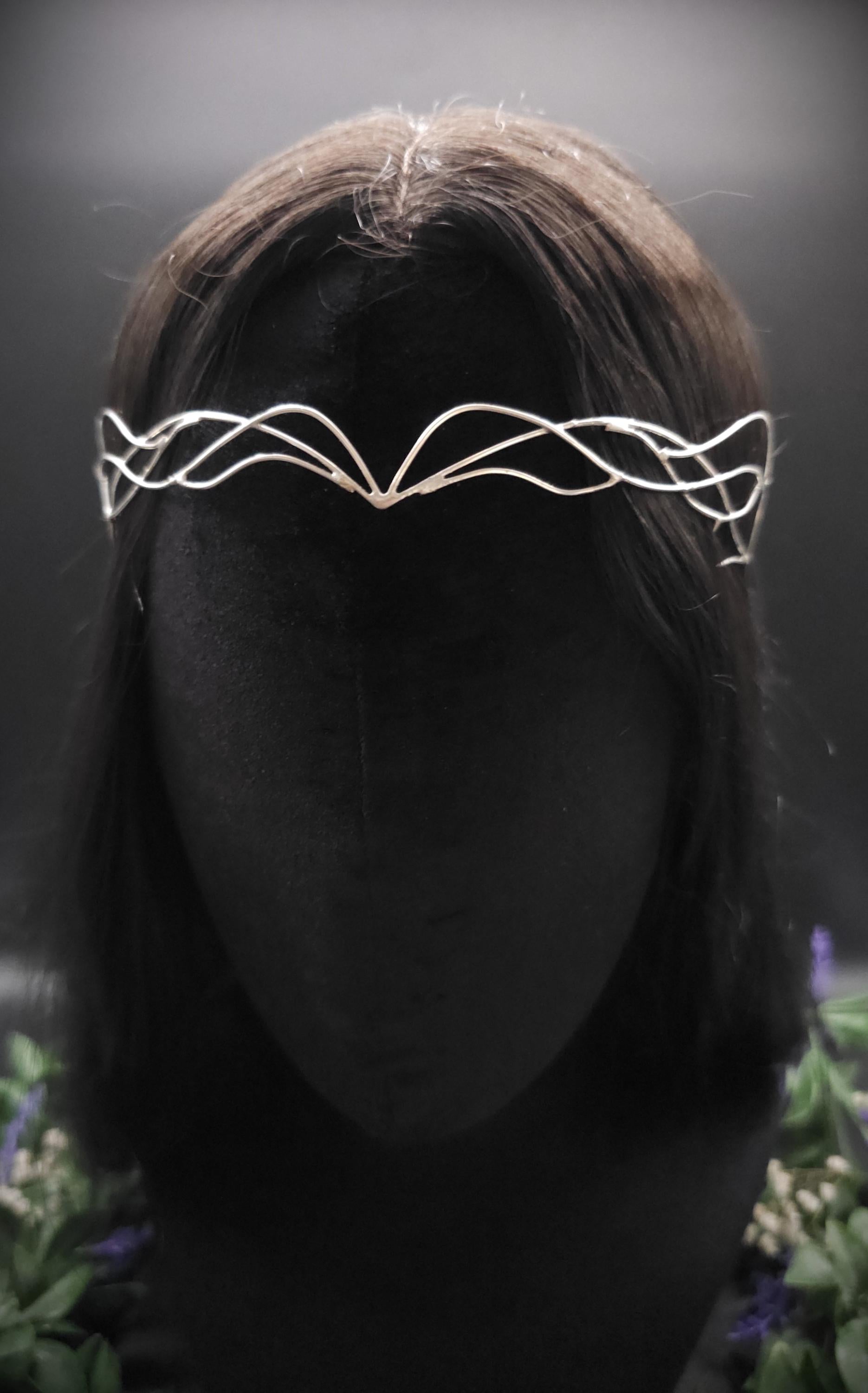 Versilbertes Elfen-Diadem "Ereyah" ~ Draht Tiara im Art Nouveau Design ~ Größenverstellbar ~ Accessoire für LARP, Cosplay und Hochzeiten