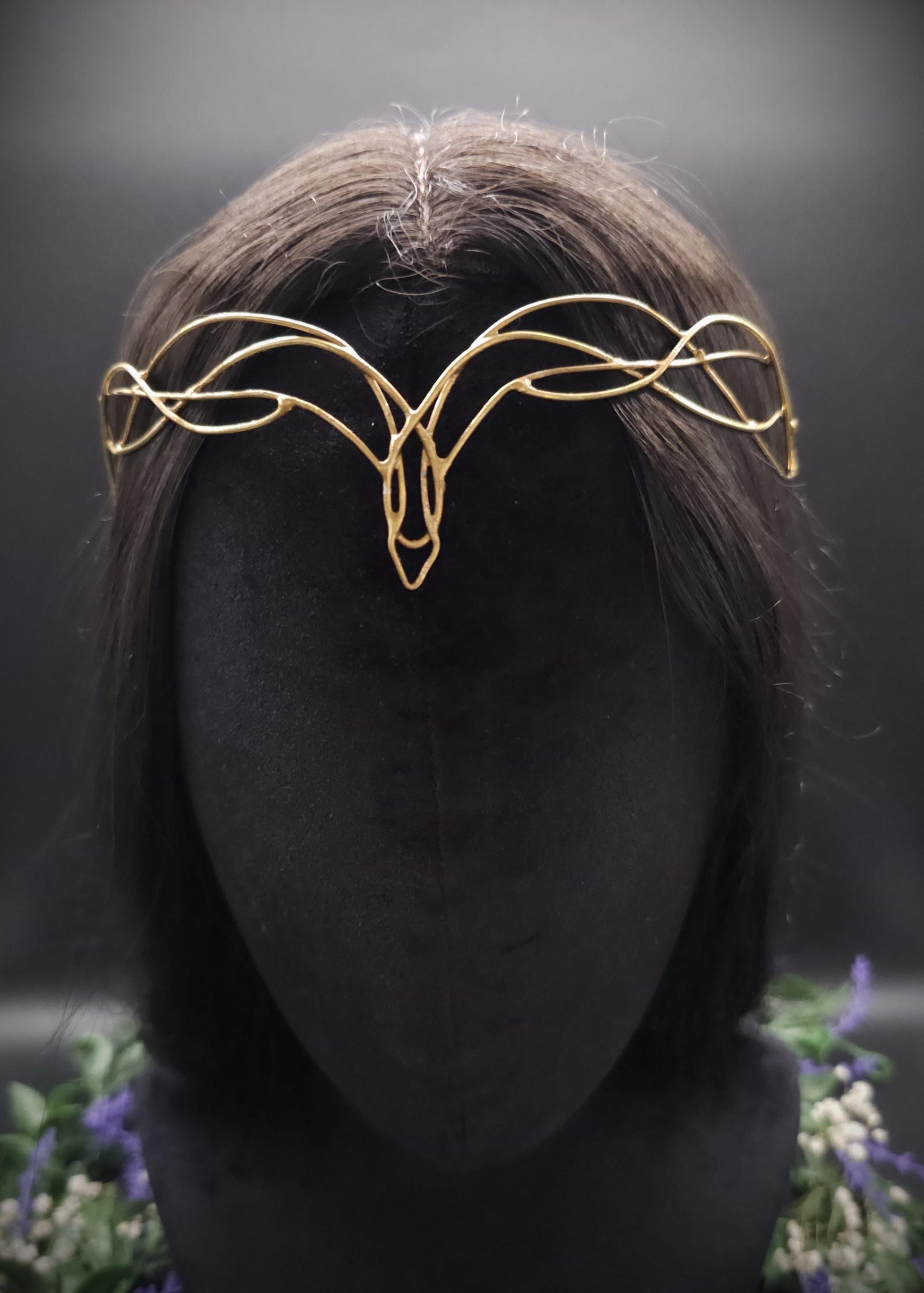 Messing Diadem "Meláre" ~ Draht Tiara ~ Elfenkrone ~ Fantasy Kopfschmuck ~ Größenverstellbar ~ Accessoire für LARP, Cosplay und Hochzeiten