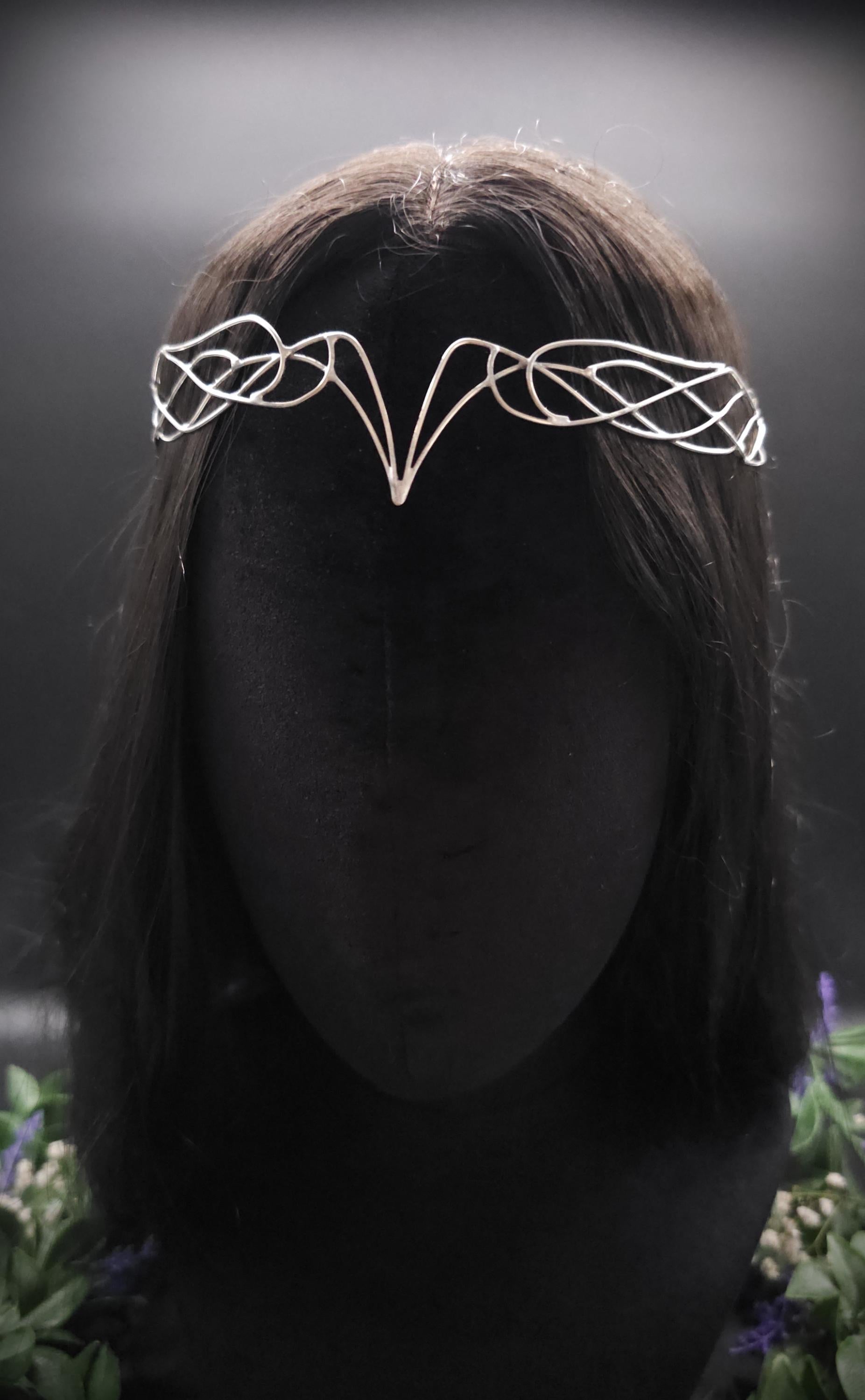 Versilbertes Elfen-Diadem "Nyanvé" ~ Draht Tiara im Art Nouveau Design ~ Größenverstellbar ~ Accessoire für LARP, Cosplay und Hochzeiten