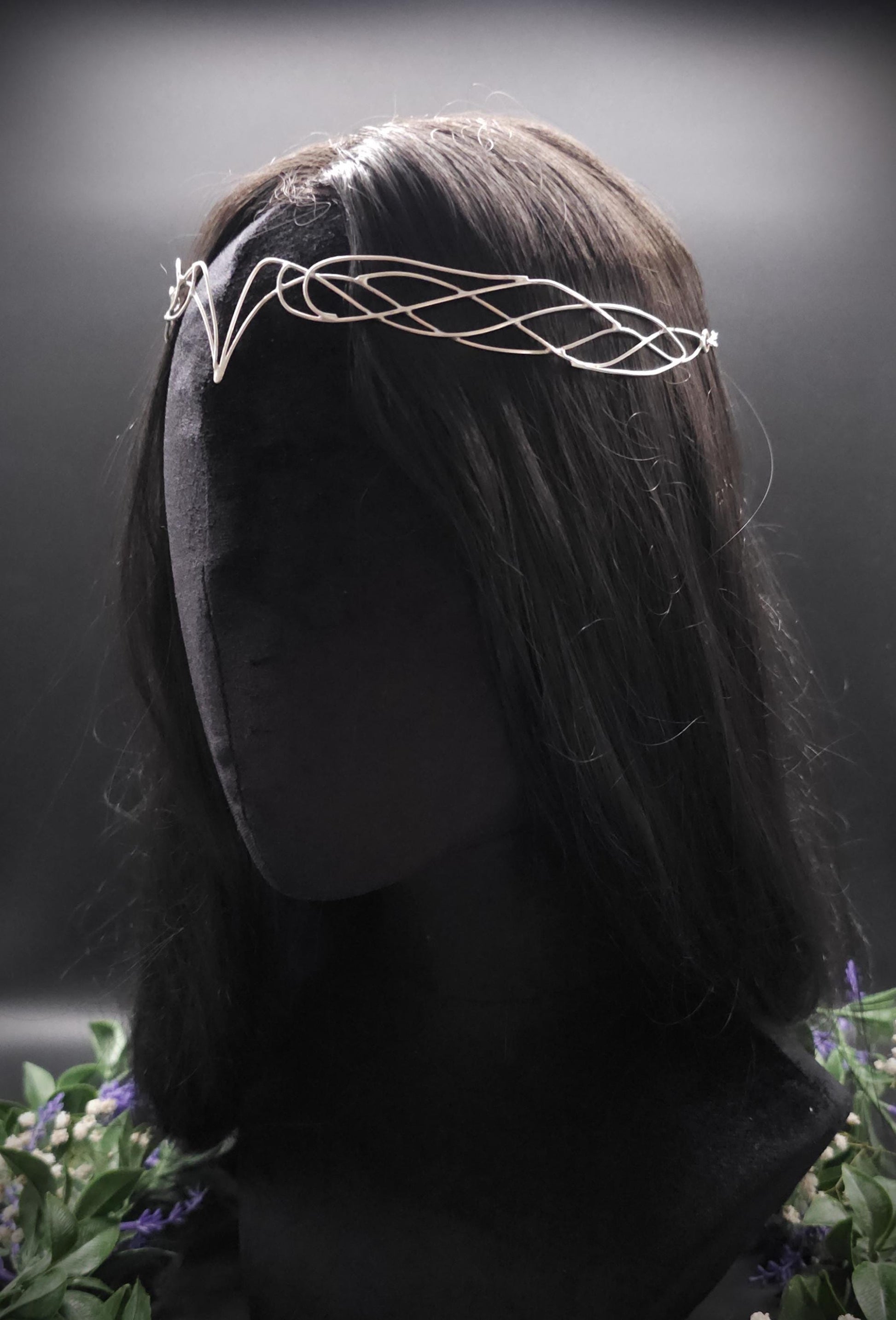 Versilbertes Elfen-Diadem "Nyanvé" ~ Draht Tiara im Art Nouveau Design ~ Größenverstellbar ~ Accessoire für LARP, Cosplay und Hochzeiten