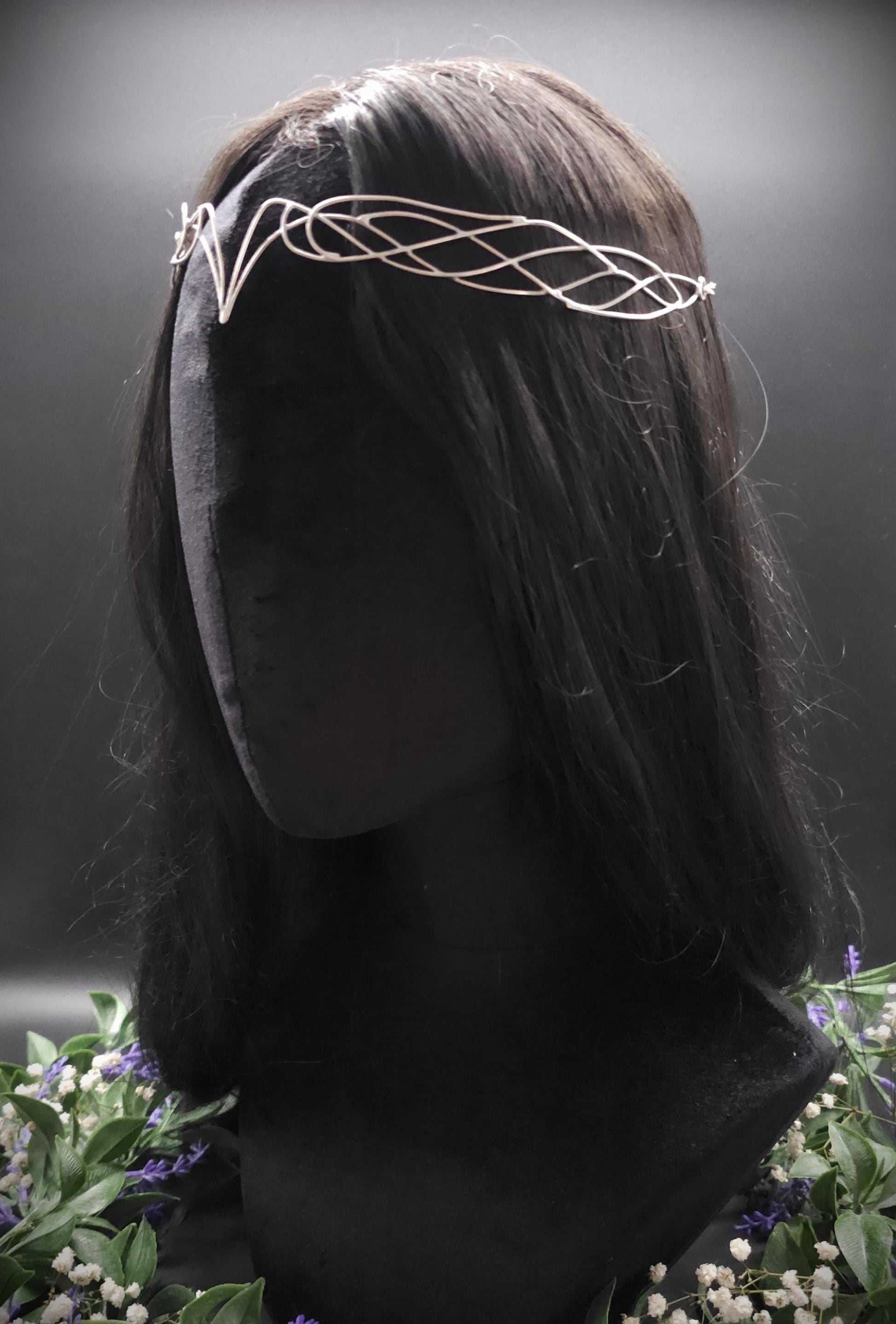 Versilbertes Elfen-Diadem "Nyanvé" ~ Draht Tiara im Art Nouveau Design ~ Größenverstellbar ~ Accessoire für LARP, Cosplay und Hochzeiten