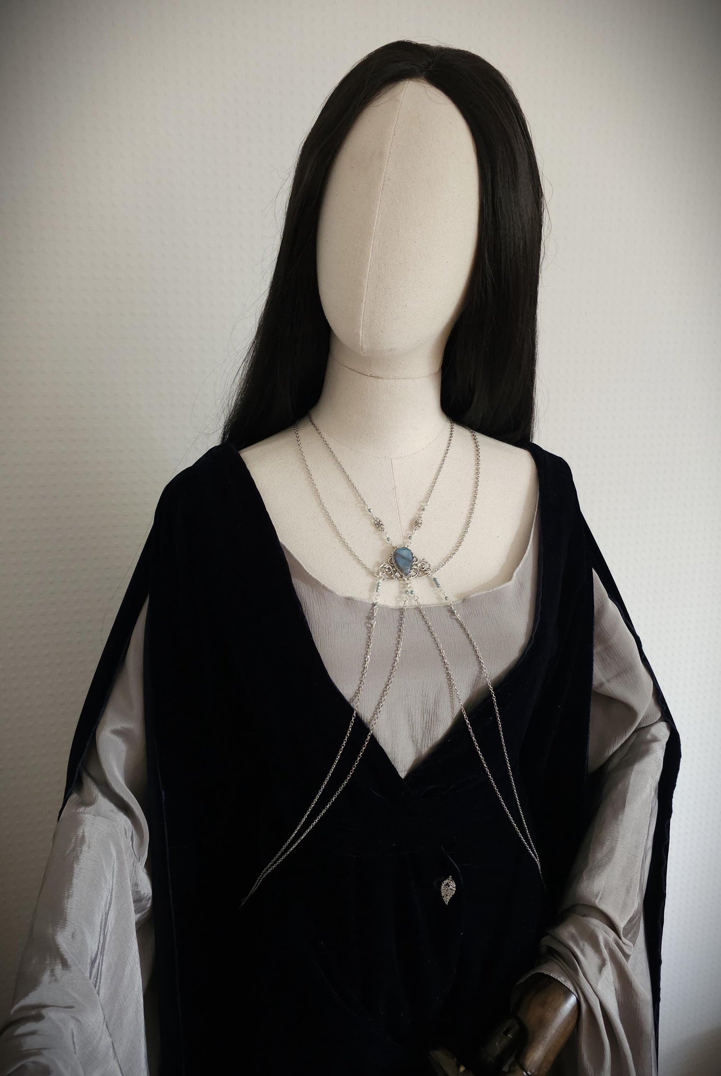 Bodychain "Meanlée" ~ Körperschmuck mit Labradorit ~ Größenverstellbar ~ Fantasy Accessoire ~ Bauchtanz, Fantasy, Cosplay