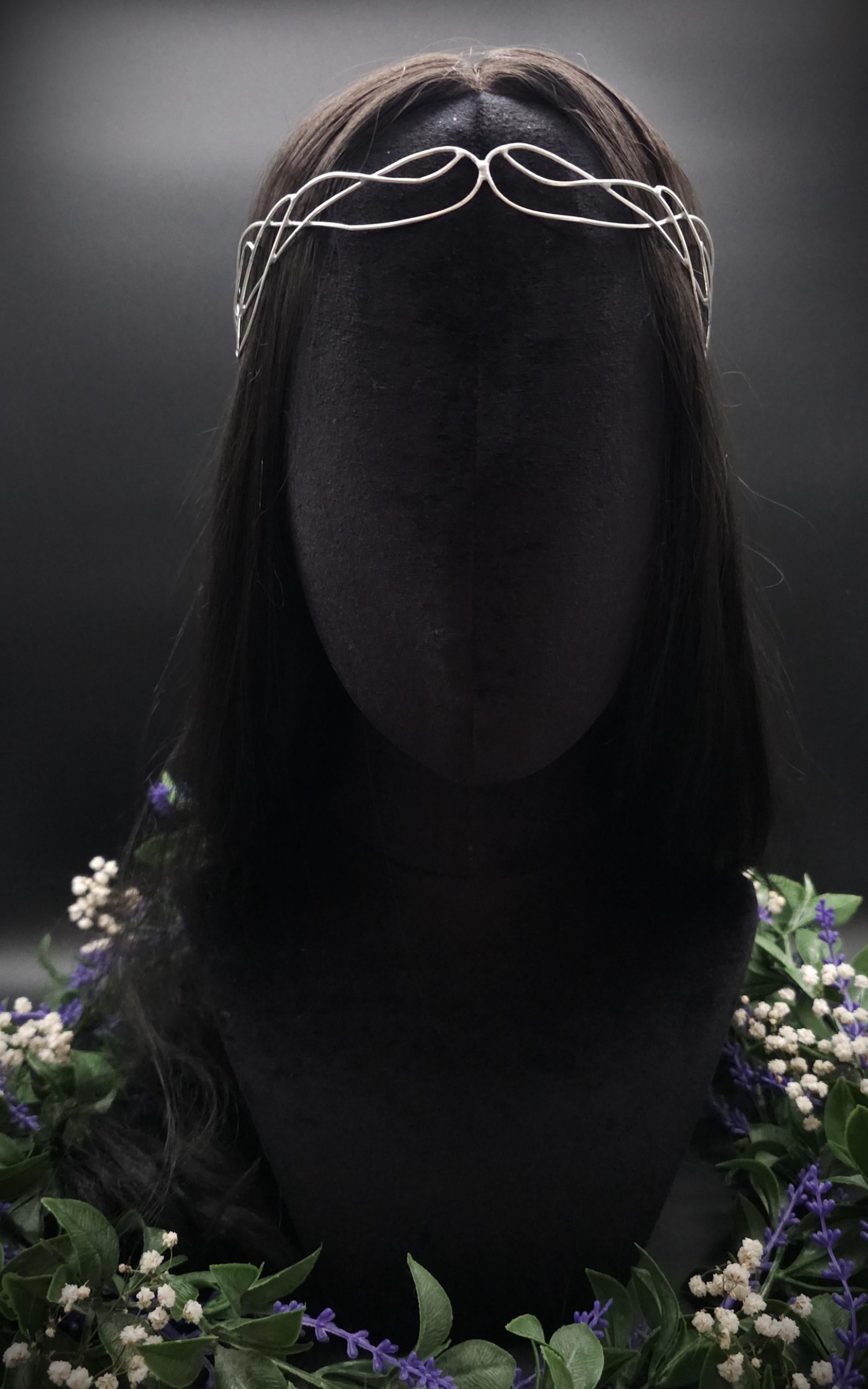 Versilbertes Elfen-Diadem "Nanvé" ~ Draht Tiara im Art Nouveau Design ~ Größenverstellbar ~ Accessoire für LARP, Cosplay und Hochzeiten