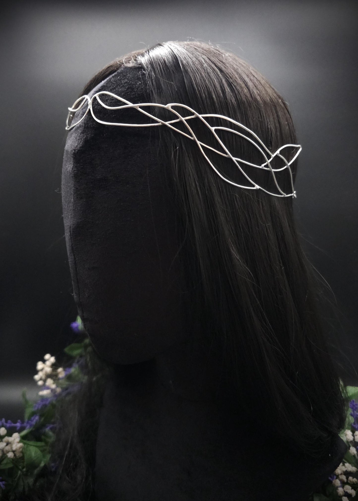 Versilbertes Elfen-Diadem "Nanvé" ~ Draht Tiara im Art Nouveau Design ~ Größenverstellbar ~ Accessoire für LARP, Cosplay und Hochzeiten