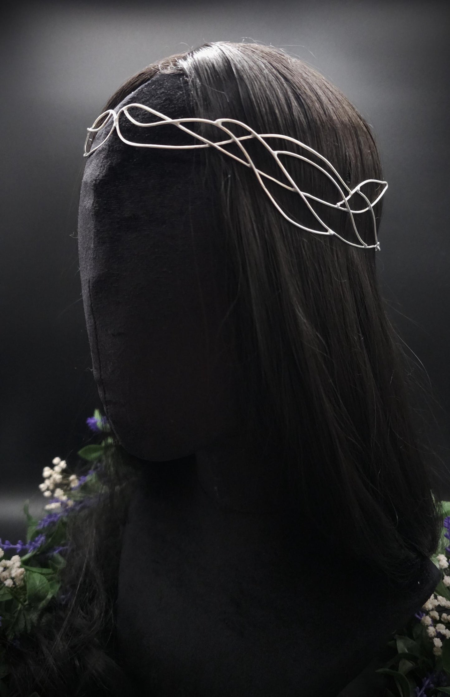 Versilbertes Elfen-Diadem "Nanvé" ~ Draht Tiara im Art Nouveau Design ~ Größenverstellbar ~ Accessoire für LARP, Cosplay und Hochzeiten