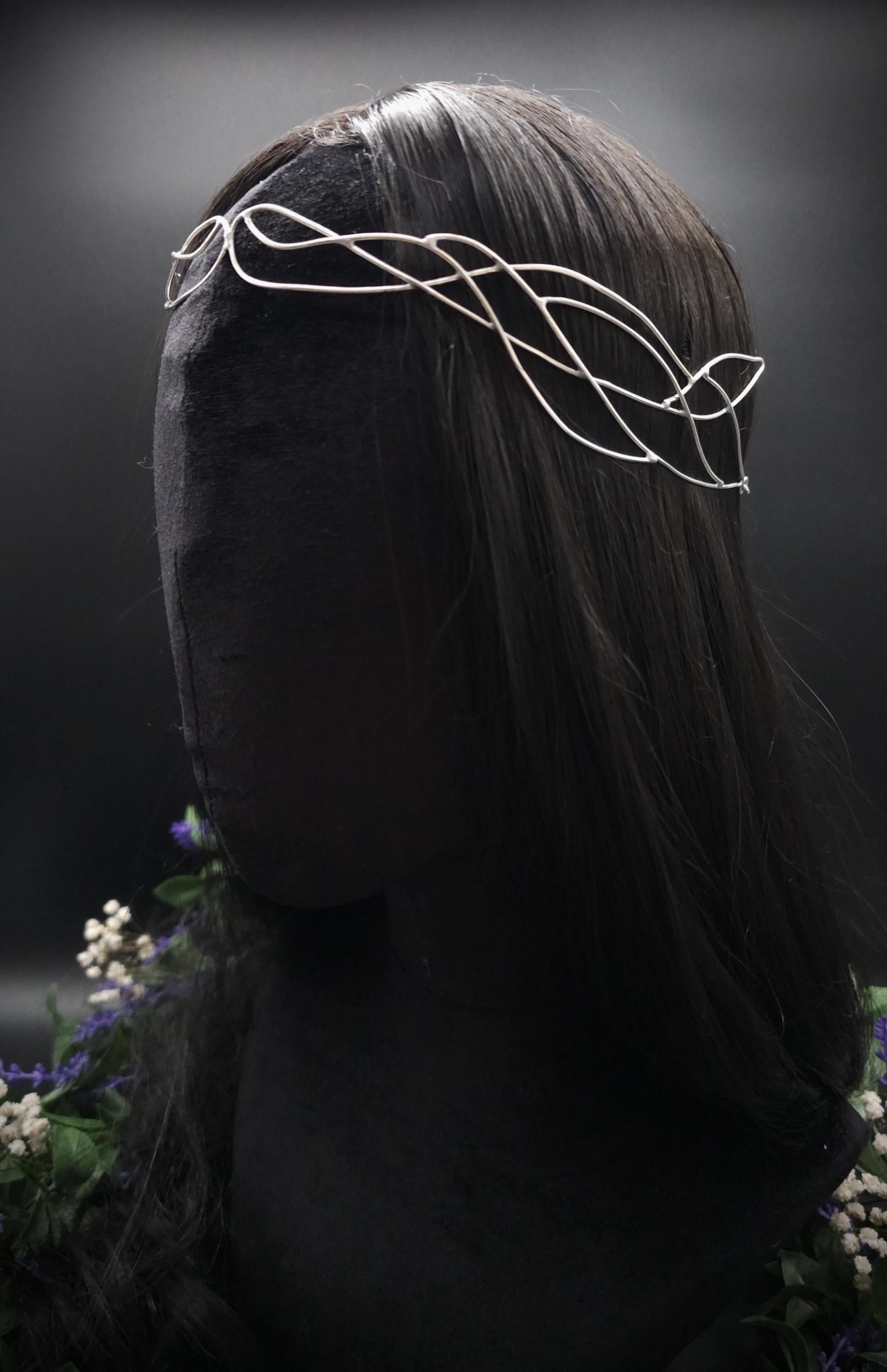 Versilbertes Elfen-Diadem "Nanvé" ~ Draht Tiara im Art Nouveau Design ~ Größenverstellbar ~ Accessoire für LARP, Cosplay und Hochzeiten