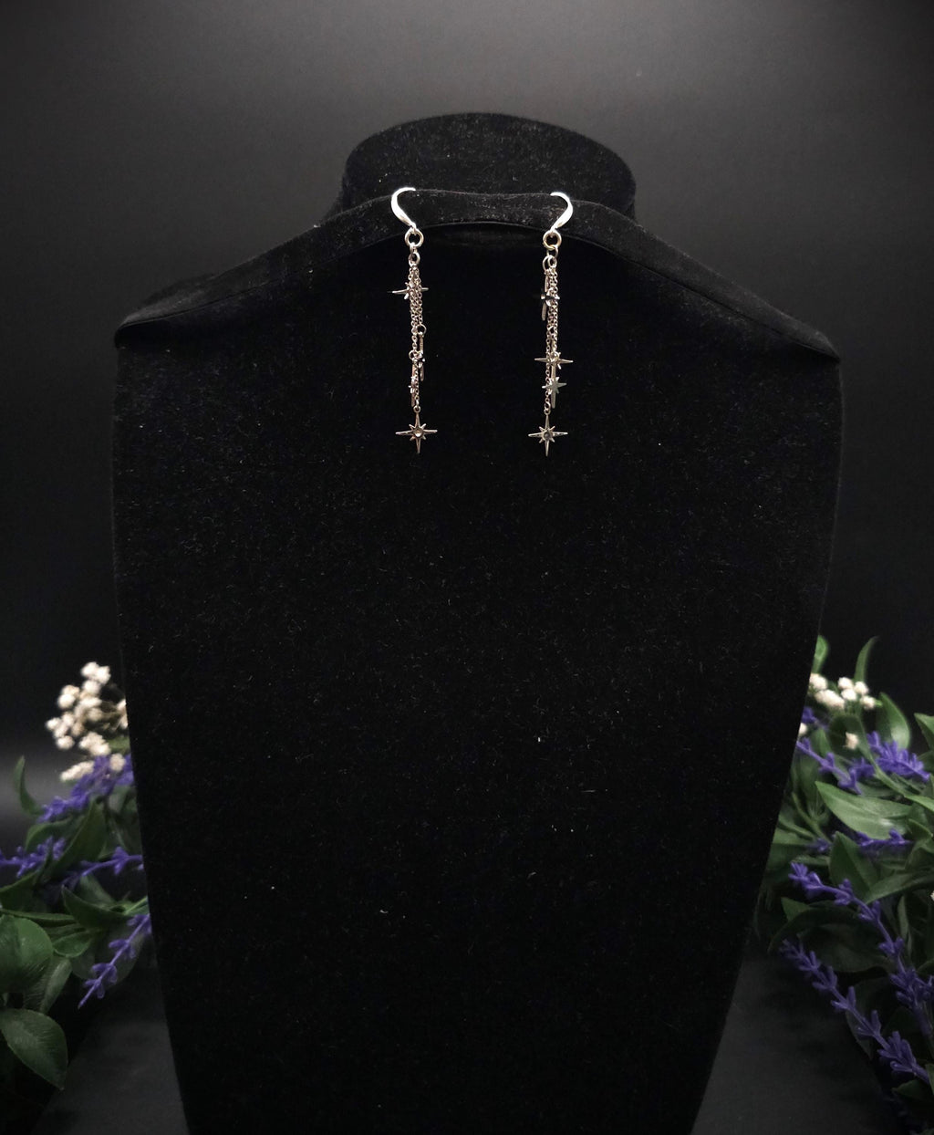 Kurze 925er Sterling Silber Stern-Ohrringe ~ Edelstahl Sterne ~ filigraner Ohrschmuck ~ Fantasy Ohrhaken
