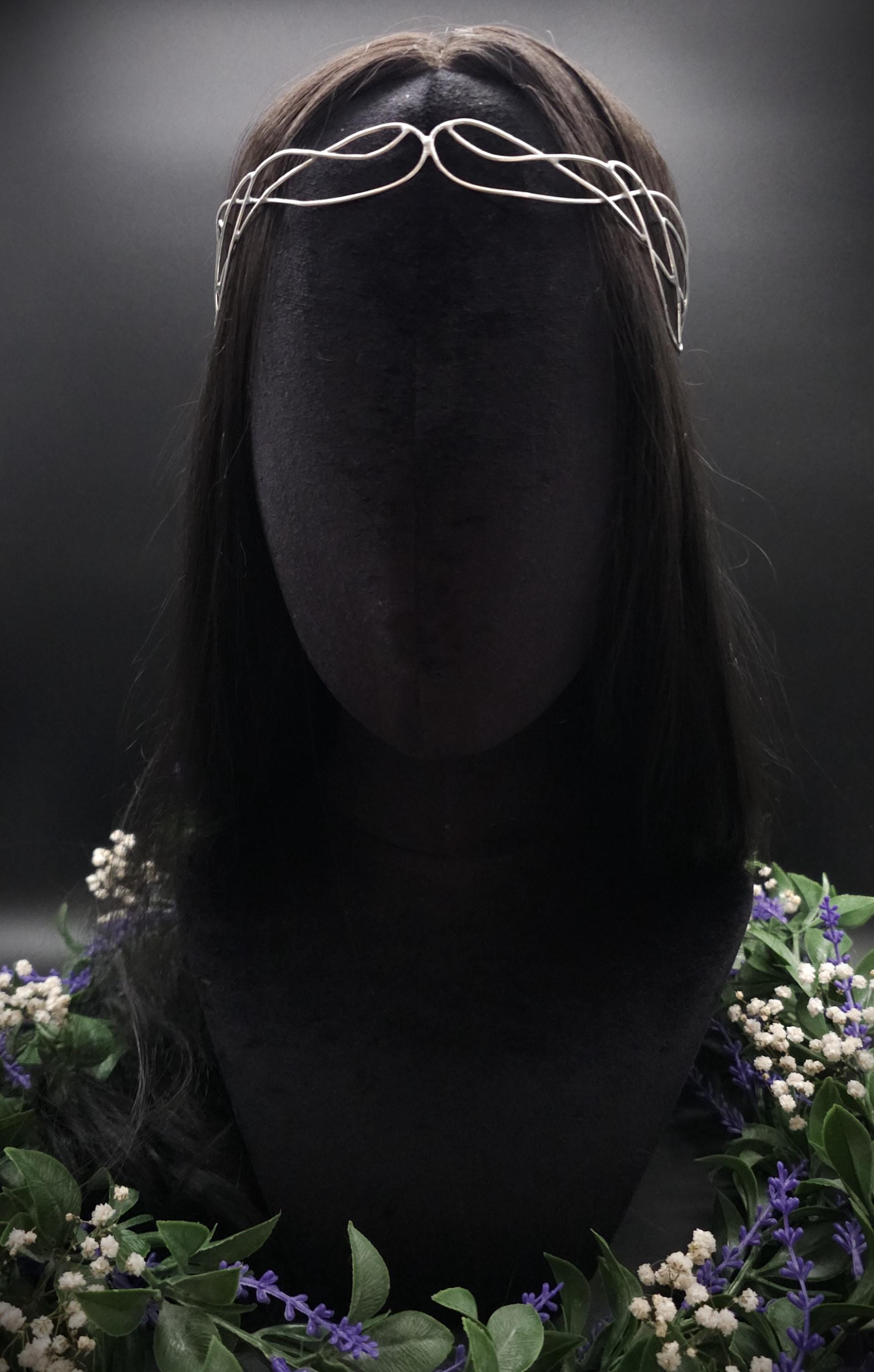 Versilbertes Elfen-Diadem "Nanvé" ~ Draht Tiara im Art Nouveau Design ~ Größenverstellbar ~ Accessoire für LARP, Cosplay und Hochzeiten